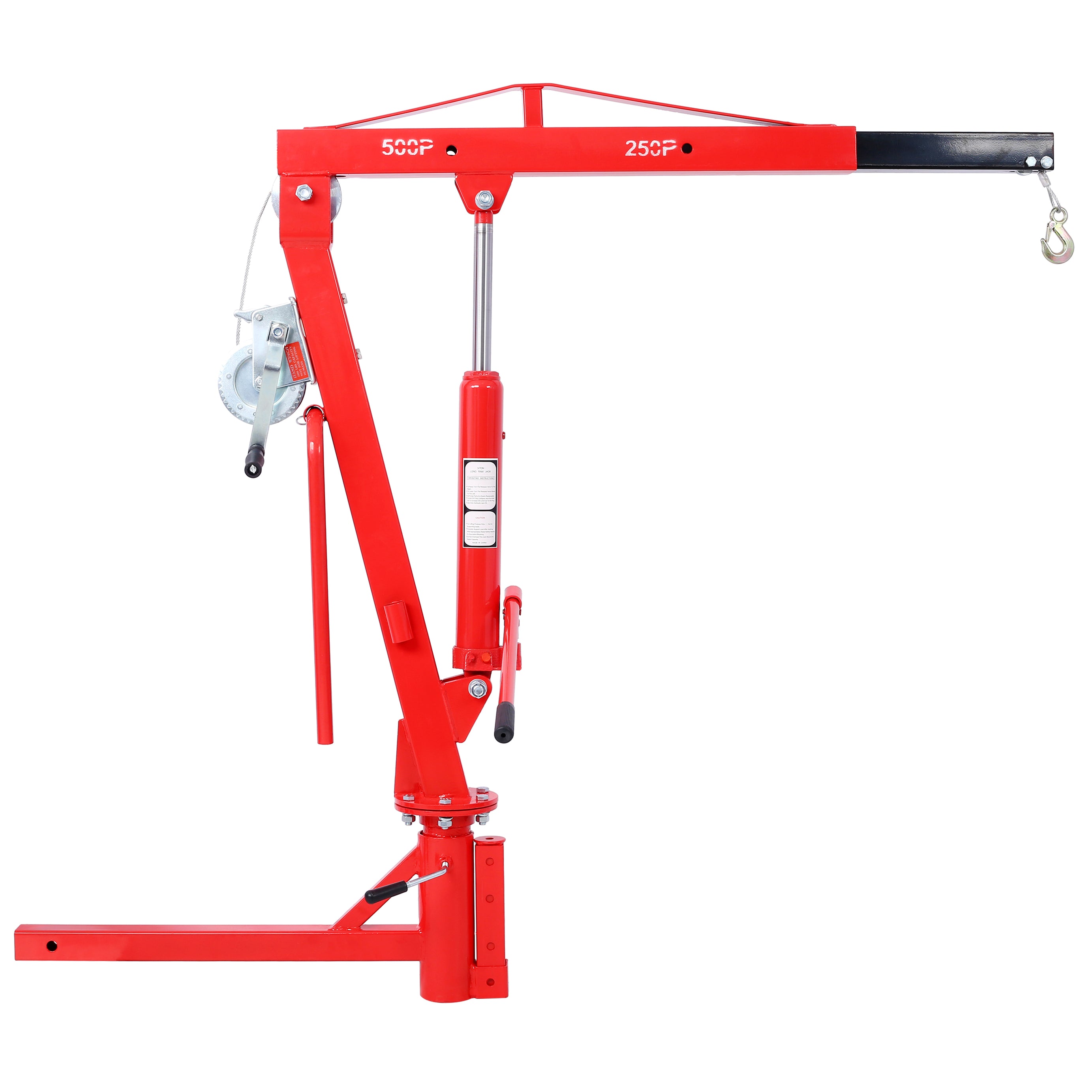 500Lb Pickup Truck Hydraulic PWC Dock Jib Engine Hoist Crane Hitch Mount Lift 2" Hitch Mount, Red--1