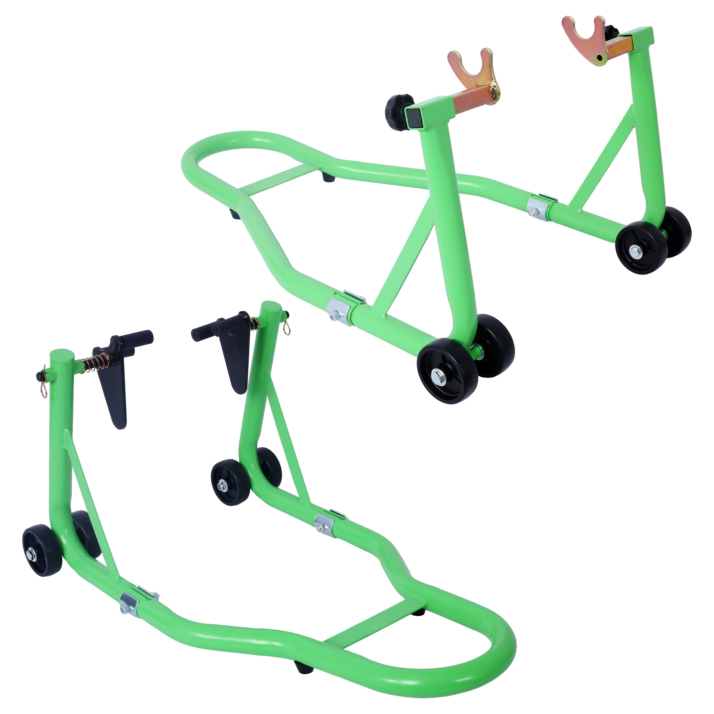 Motorcycle Stand 1000LB Sport Bike Front and Rear Wheel Lift Swingarm Paddock Stands Black U  green--1