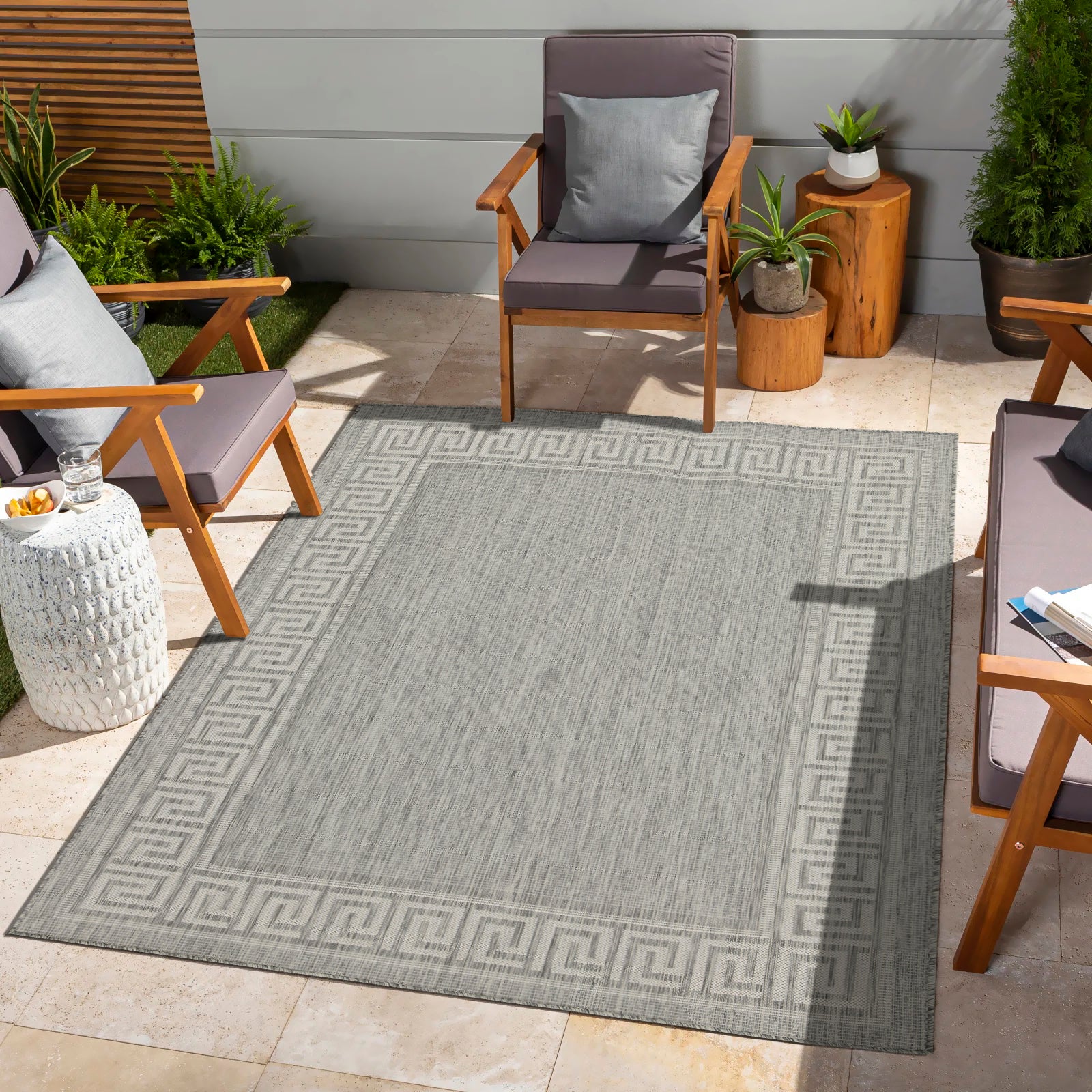 Sunshine GC_HAR2003 Silver 7 ft. 10 in. x 10 ft. 3 in. Indoor/Outdoor Area Rug--1