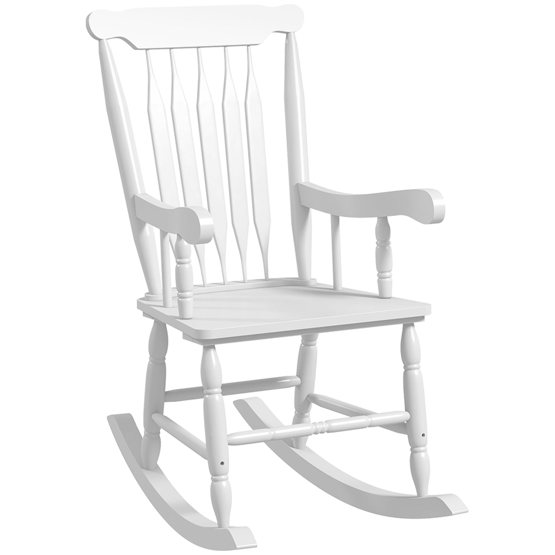 Outsunny Outdoor Wood Rocking Chair, 350 lbs. Porch Rocker with High Back for Garden, Patio, Balcony, White--1