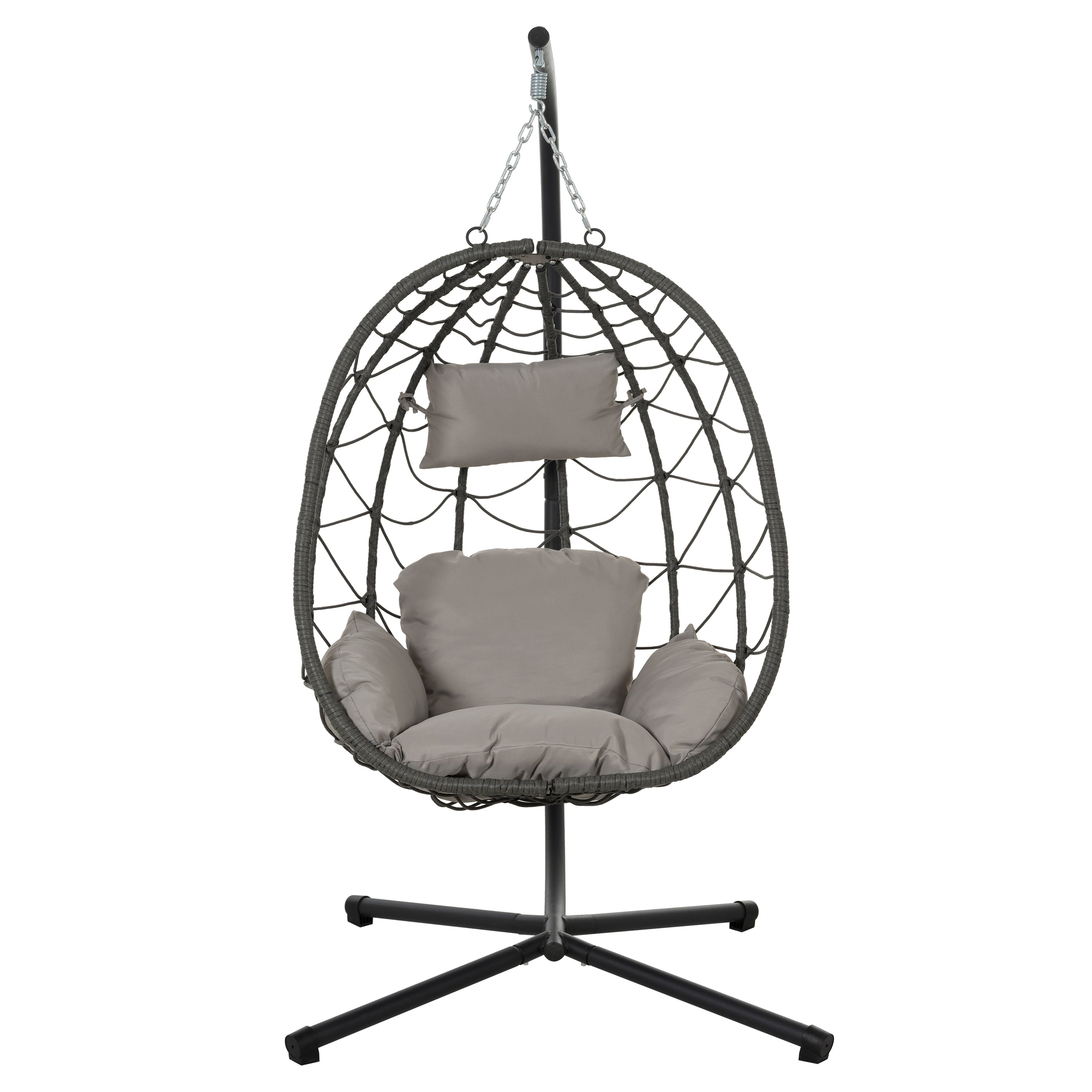 Egg Chair with Stand Indoor Outdoor Swing Chair Patio Wicker Hanging Egg Chair Hanging Basket Chair with Stand for Bedroom Living Room Balcony--1