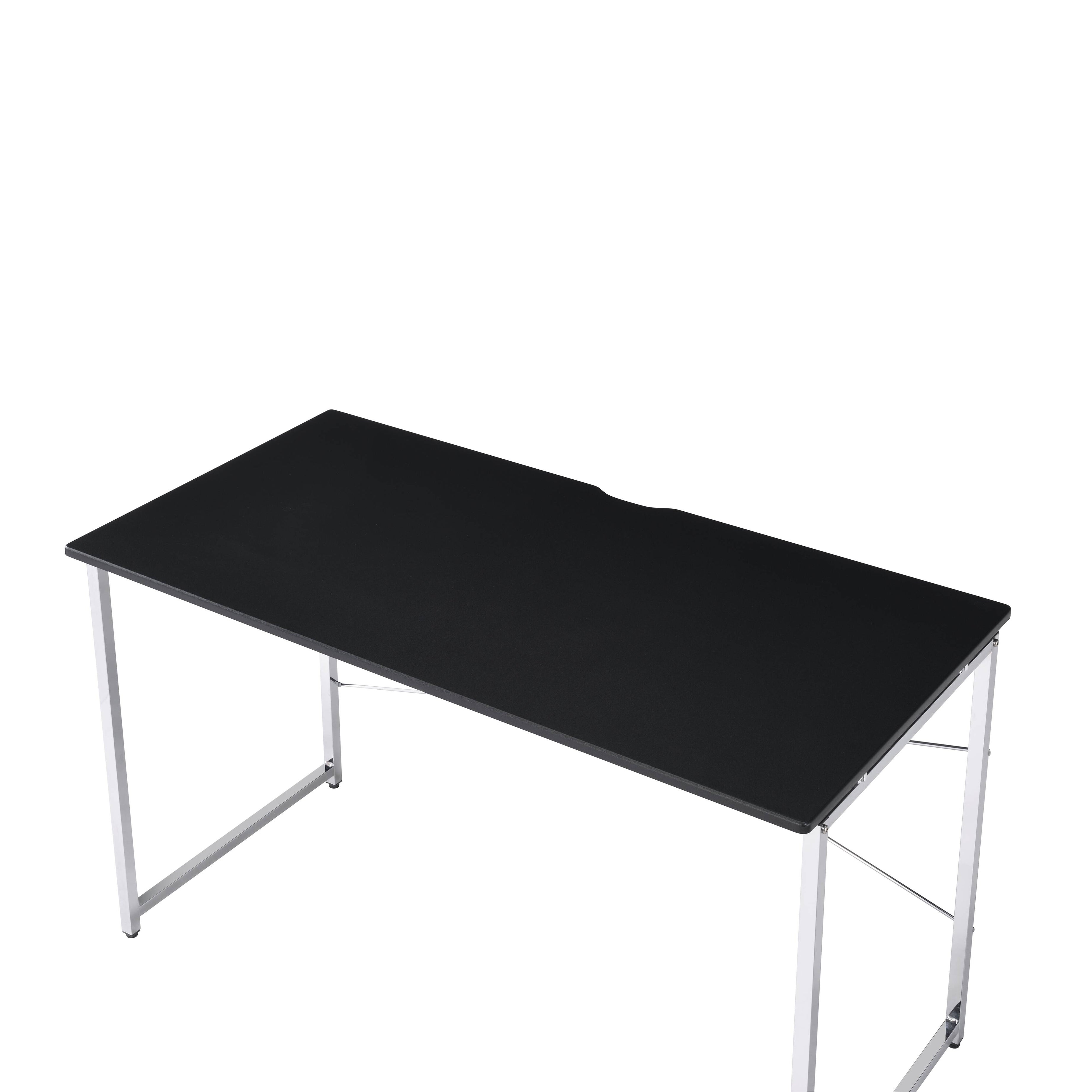 Black and Chrome Writing Desk with Sled Base--3