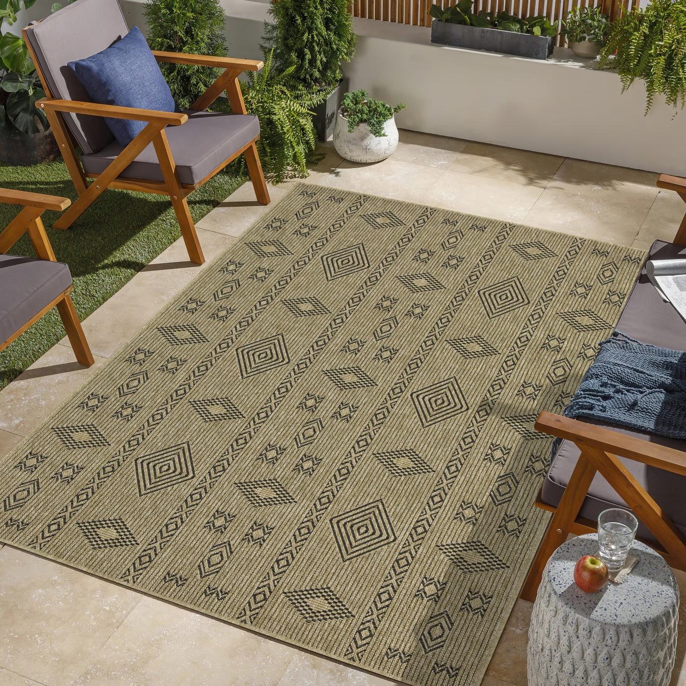 Earth GC_NTL1001 Jute/Black 7 ft. 10 in. x 10 ft. 3 in. Indoor/Outdoor Area Rug--1