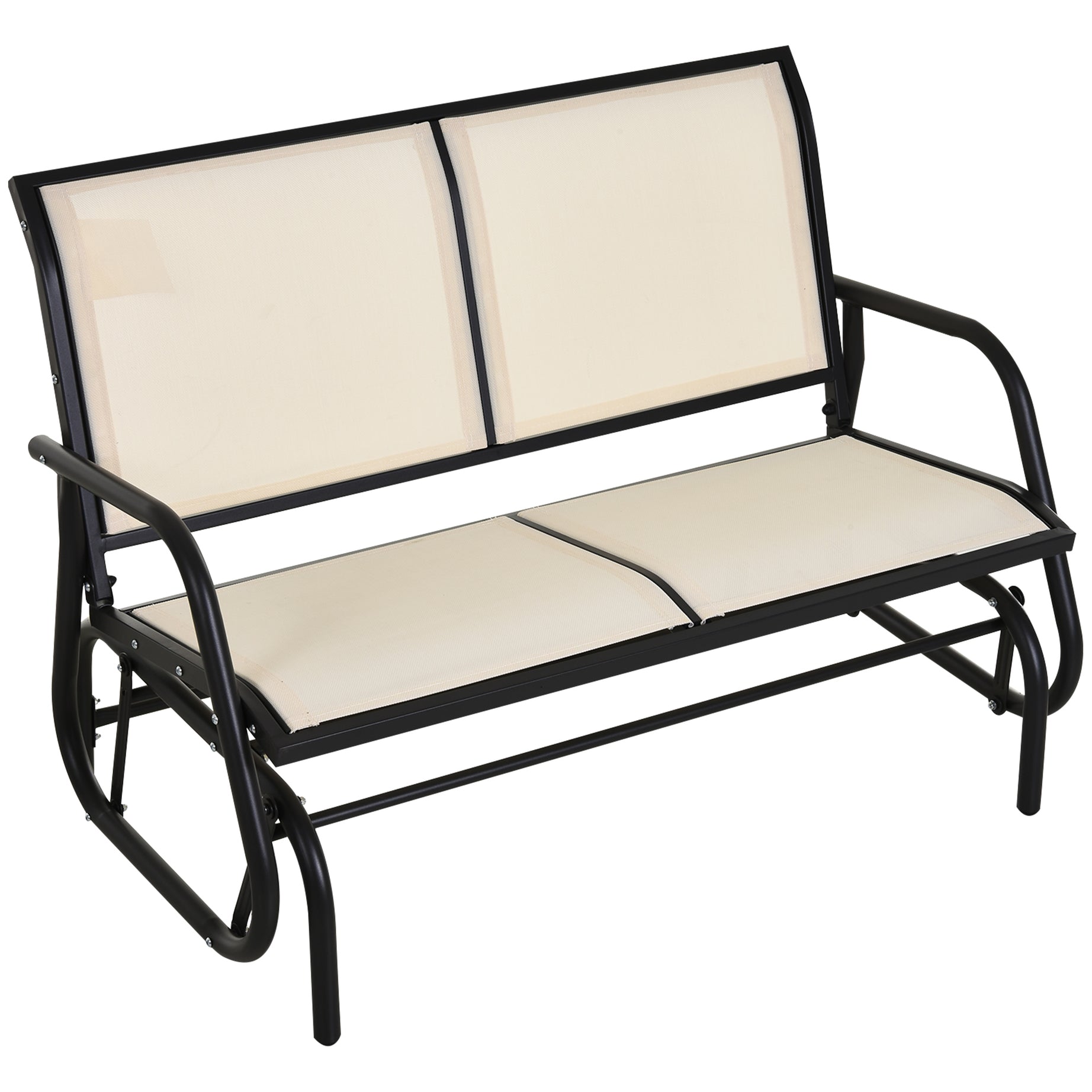 Outsunny 2-Person Outdoor Glider Bench, Patio Double Swing Rocking Chair Loveseat w/Powder Coated Steel Frame for Backyard Garden Porch, Beige--1