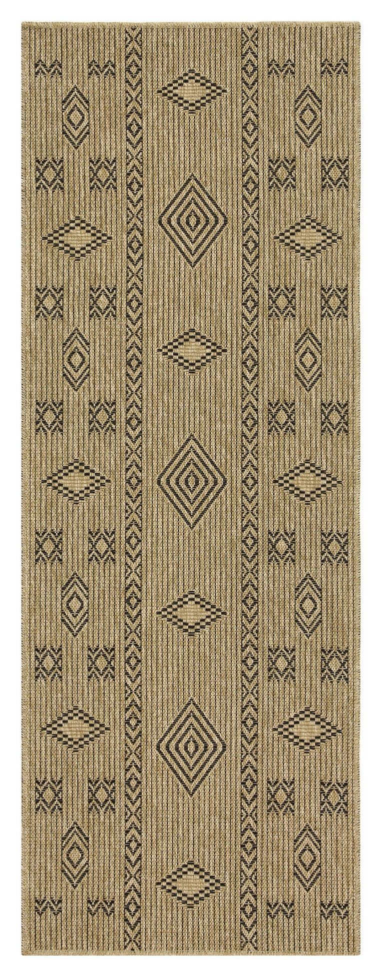 Earth GC_NTL1001 Jute/Black 2 ft. 7 in. x 7 ft. 3 in. Indoor/Outdoor Area Rug--1