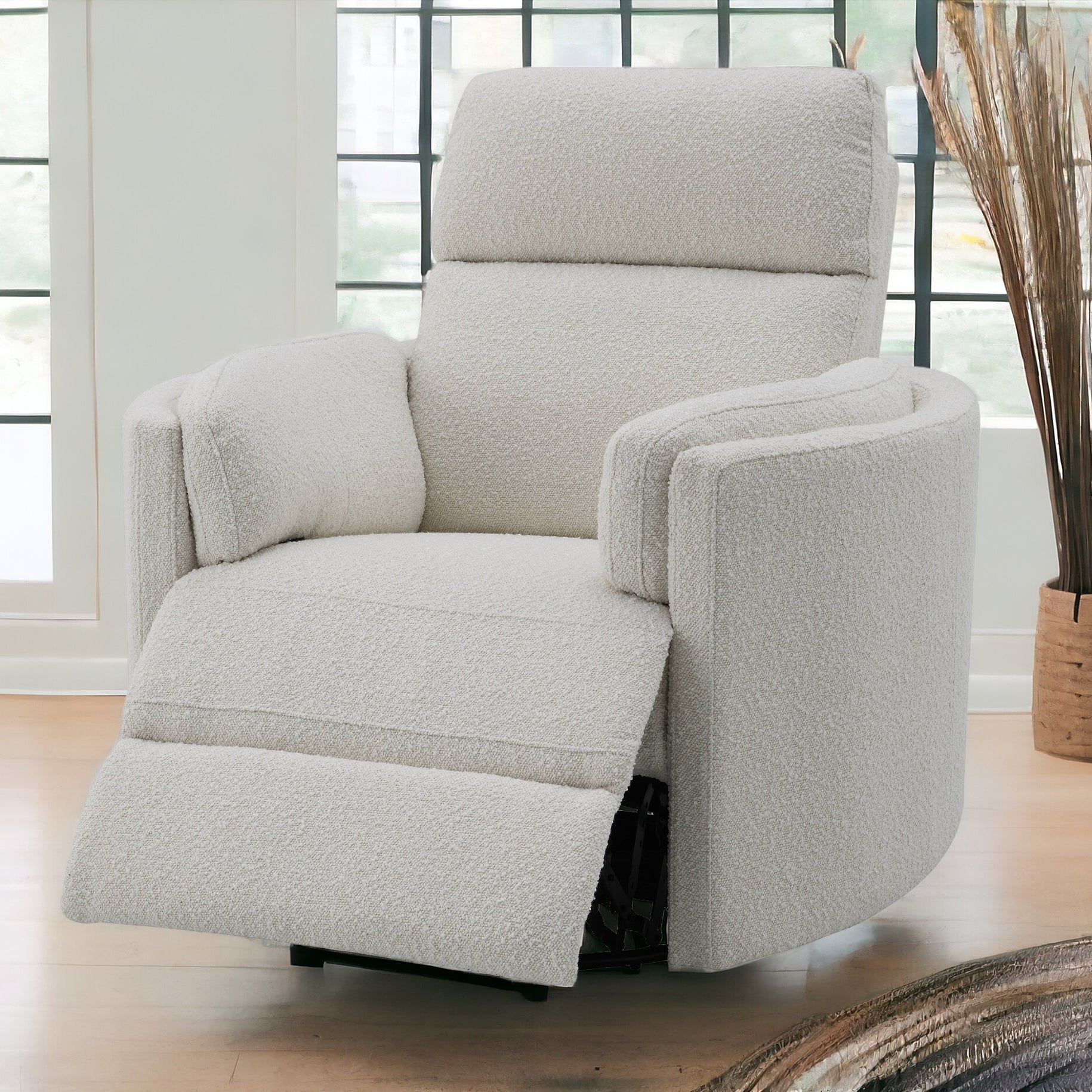 ACME Sagen Glider Recliner w/Swivel, Beige Boucle LV02733--1