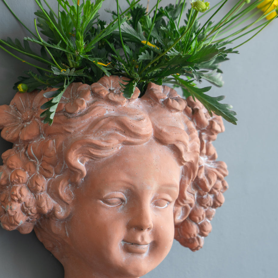 8x4x9" Visage Head Bust Planter, Brown - Home Wall Planter--1