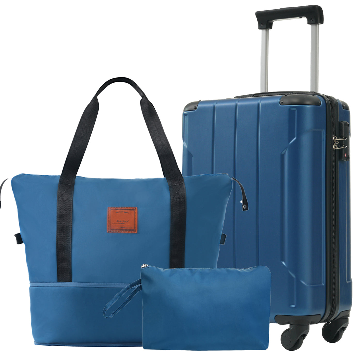 Hardshell Luggage Sets 3 Piece Carry-on Suitcases with Wheels, TSA Lock for Men Women, Blue (20in)--1