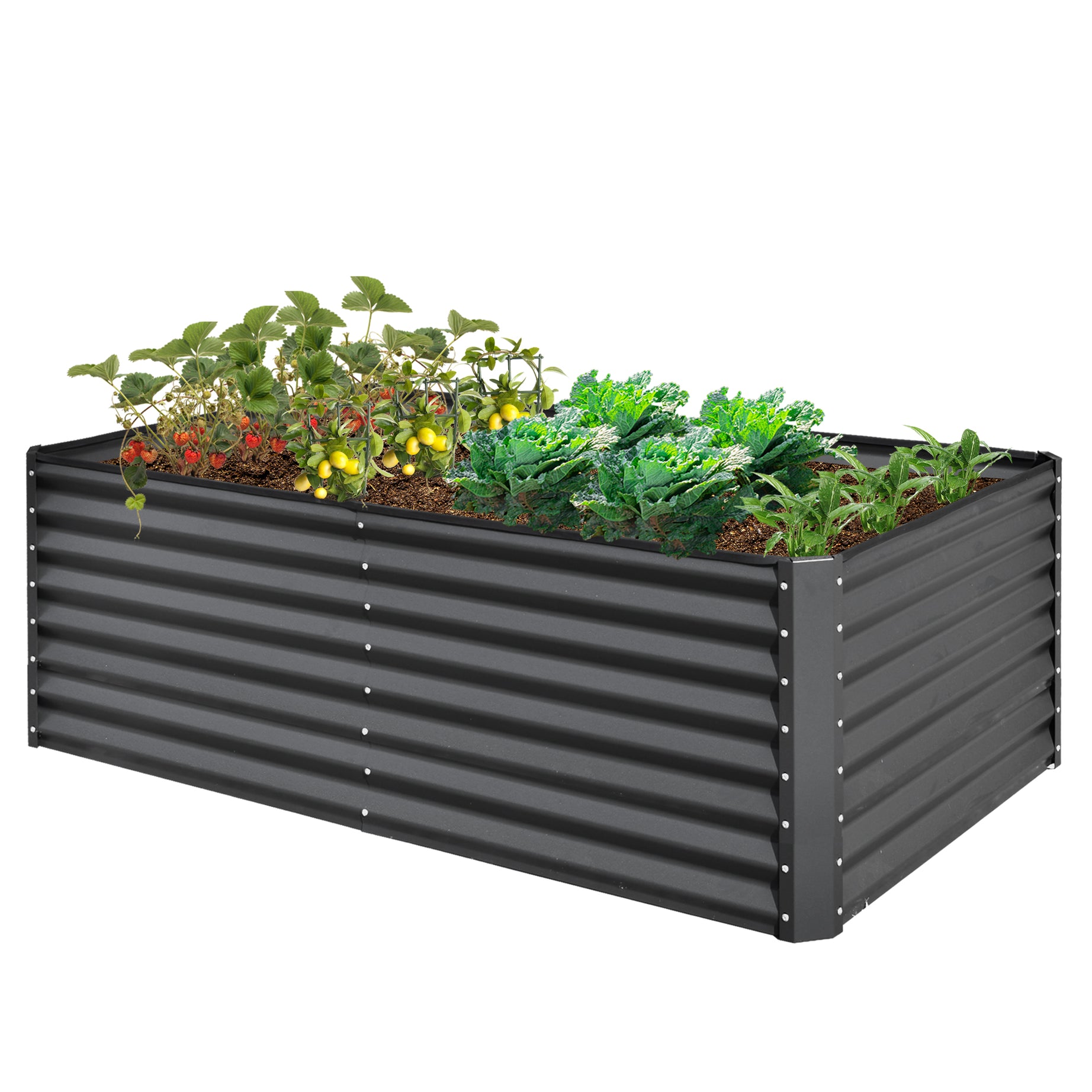 6x3x2ft Galvanized Raised Garden Bed, Outdoor Planter Garden Boxes Large Metal Planter Box for Gardening Vegetables Fruits Flowers, Gray--1