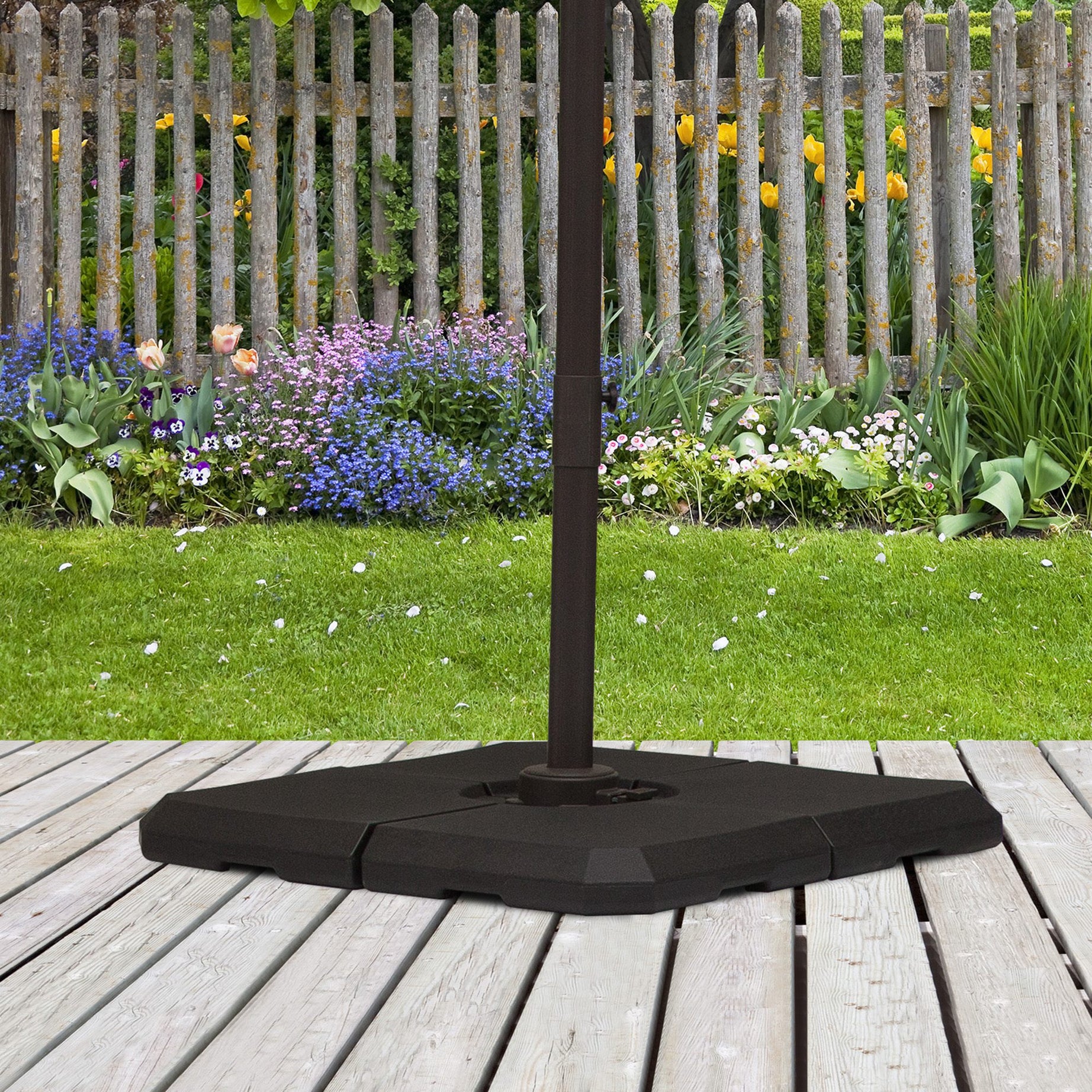 Outsunny 4-Piece Heavy Duty Cantilever Offset Umbrella Stand Base Weight, 264 lb. Capacity, Easy to Fill with Water or Sand--1