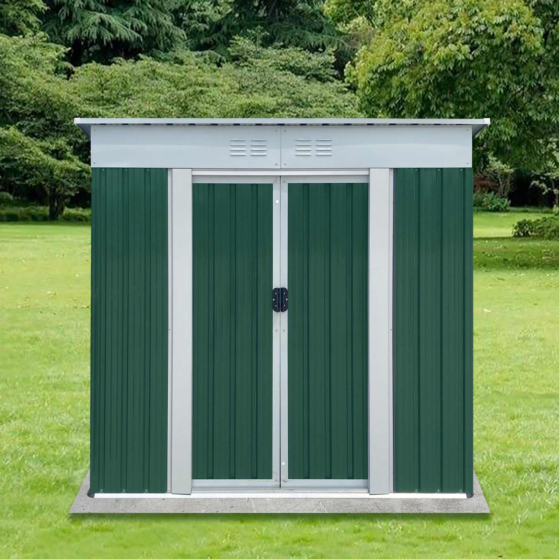 Outdoor Storage Sheds 6FTx4FT Pent Roof Green--1