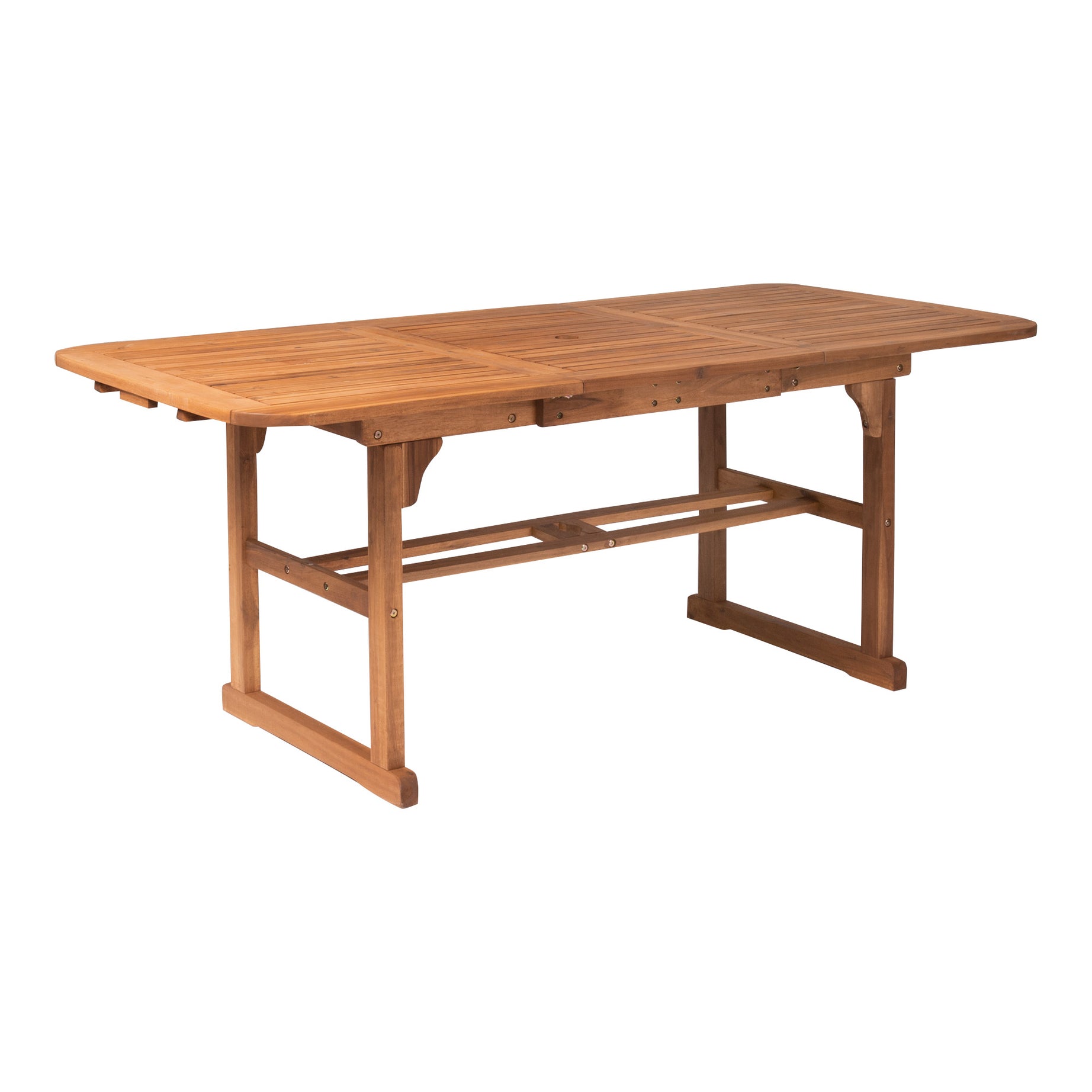 Modern Slat-Top Solid Acacia Wood Butterfly Outoor Dining Table - Brown--1