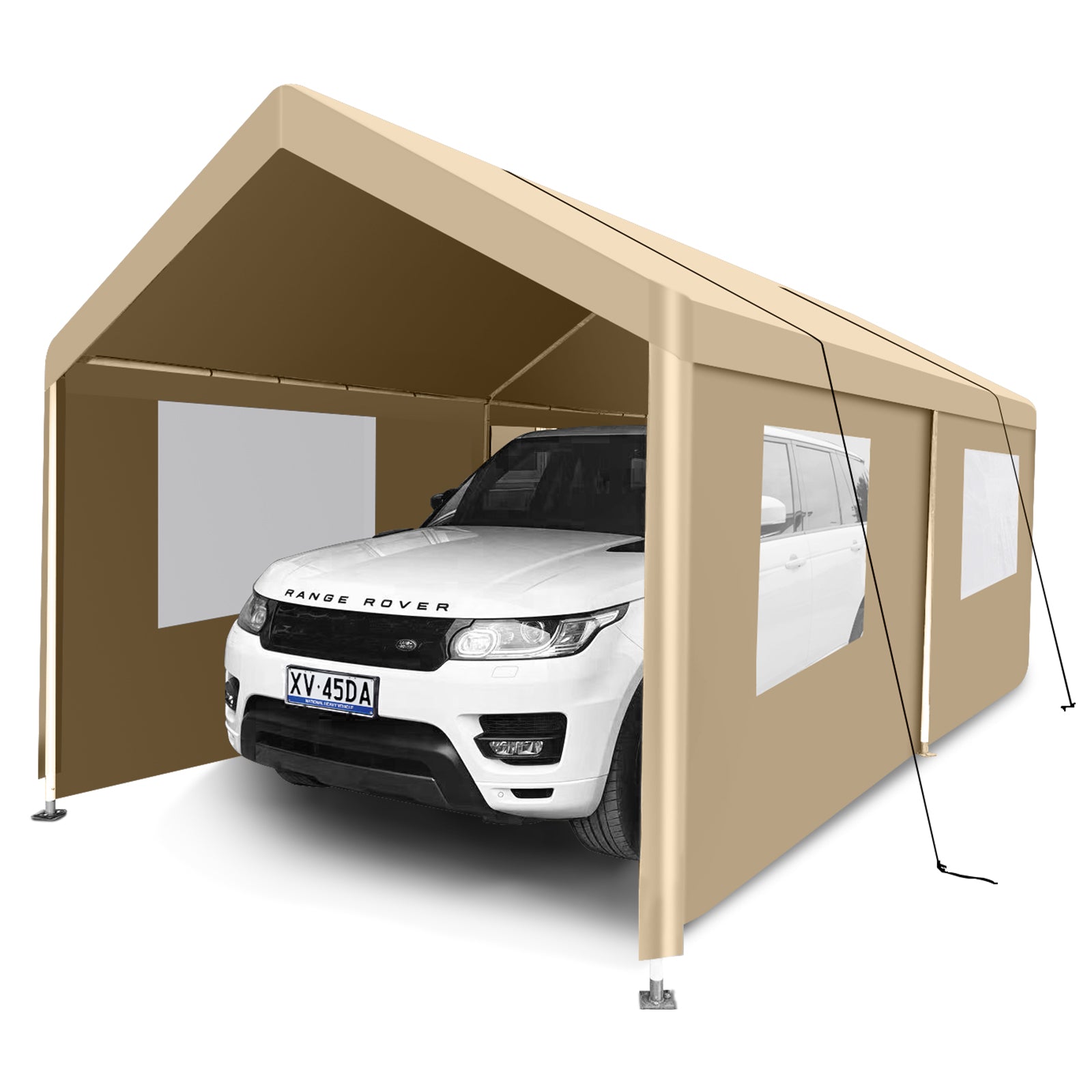 Carport, 10×20 Heavy Duty Portable Carport Garage Tent for Outdoor Storage Shelter khaki--1