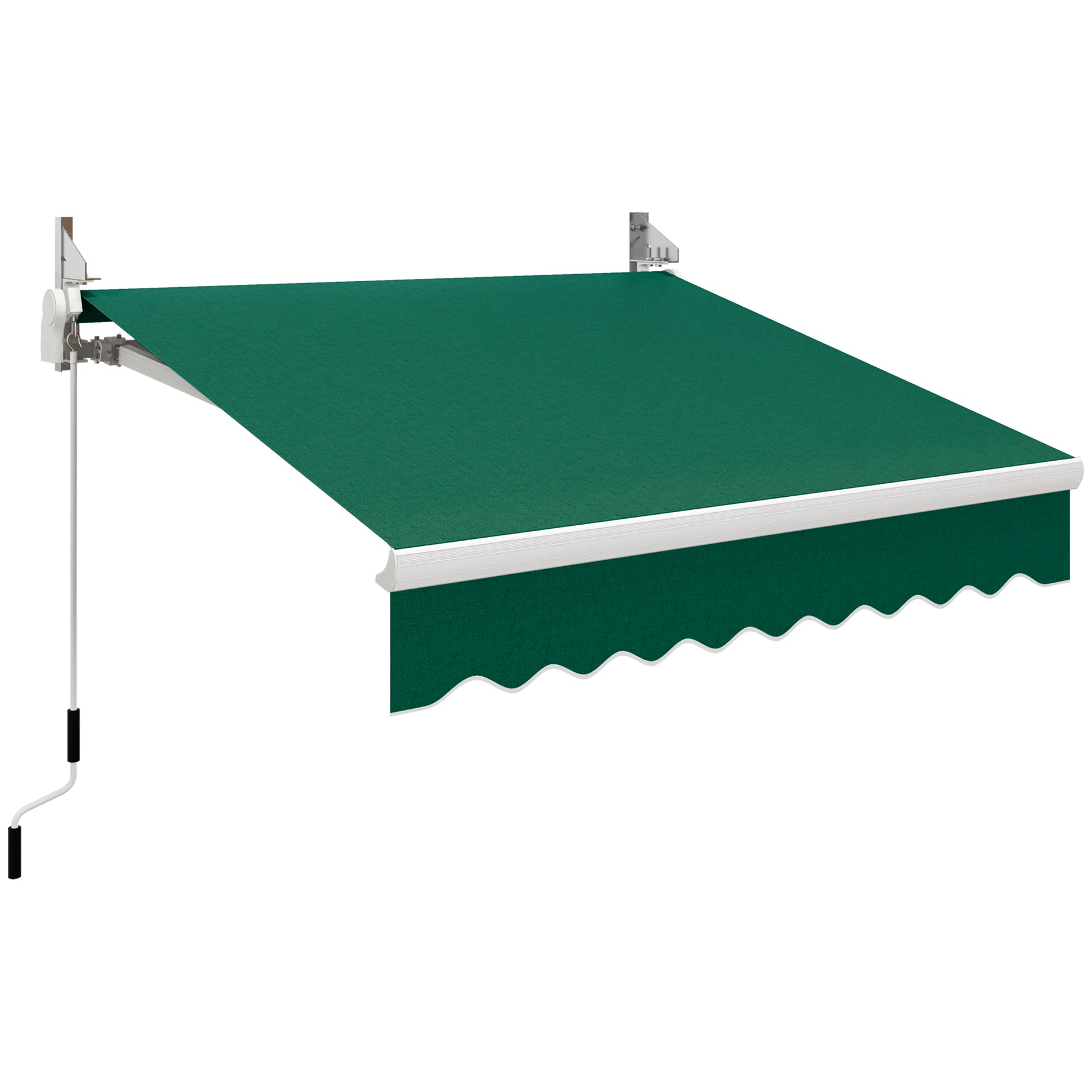 Outsunny 8' x 7' Patio Retractable Awning, Manual Exterior Sun Shade Deck Window Cover, Green--1