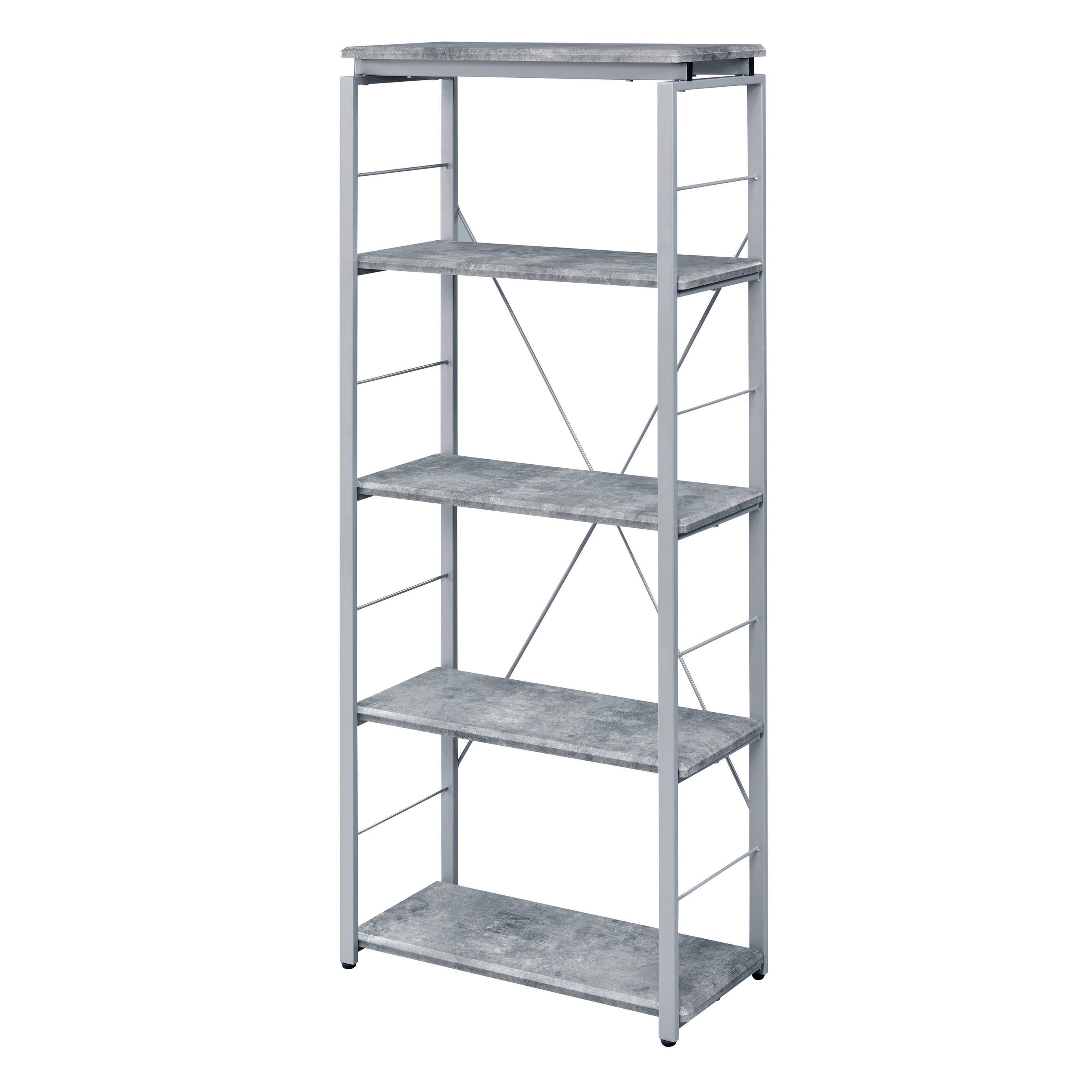 Grey and Silver 4-shelf Bookcase--1