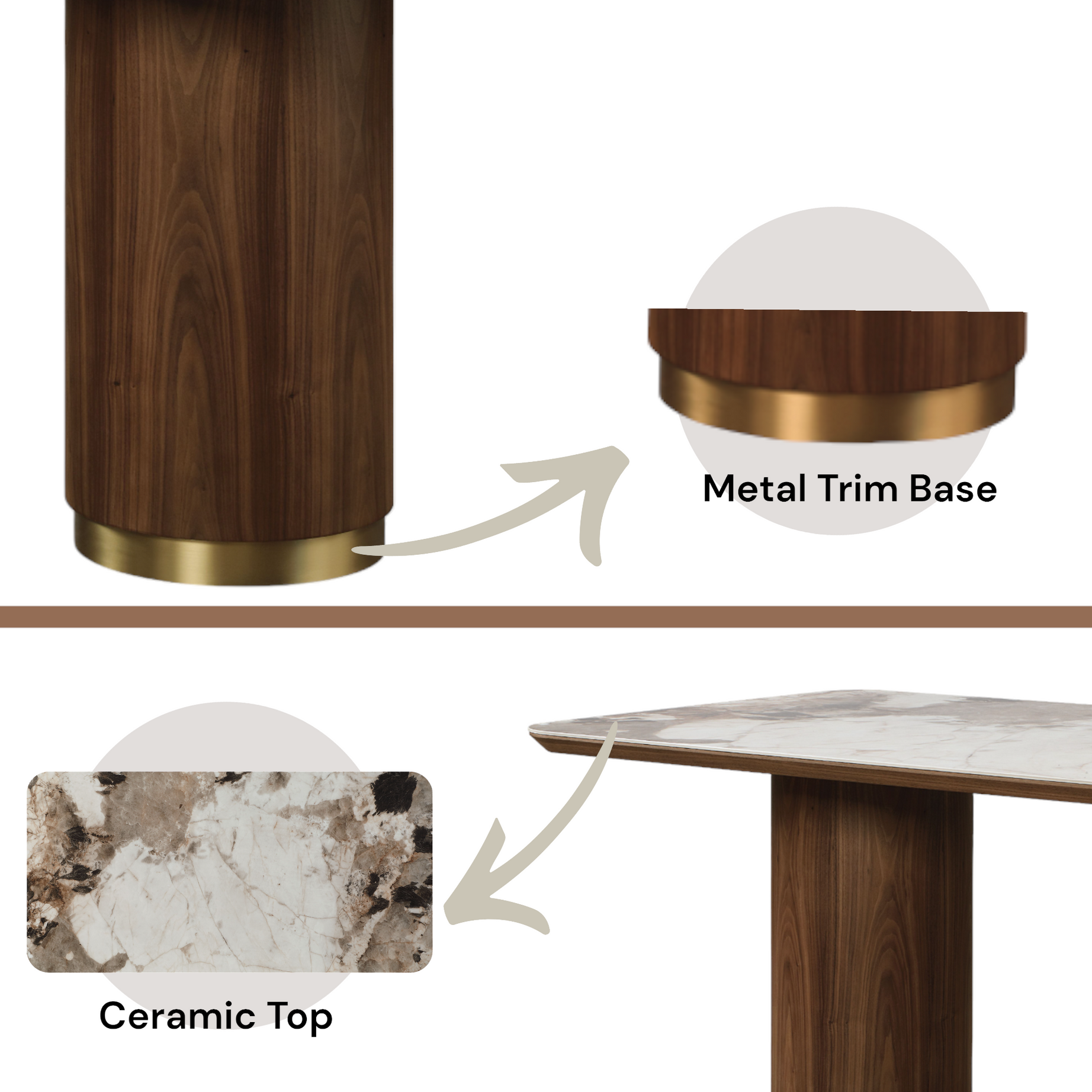 ACME Willene Dining Table w/Ceramic Top, Ceramic Top & Walnut Finish DN03145--3