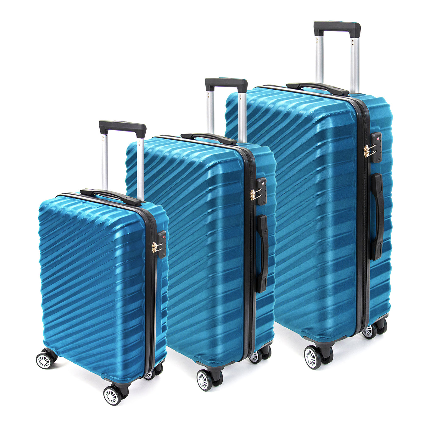 3 Piece Hard Shell Luggage set with TSA Lock Spinner Wheel ABS Lightweights Checked Convenient Stackable Suitcase Woman Men (20/24/28)--1