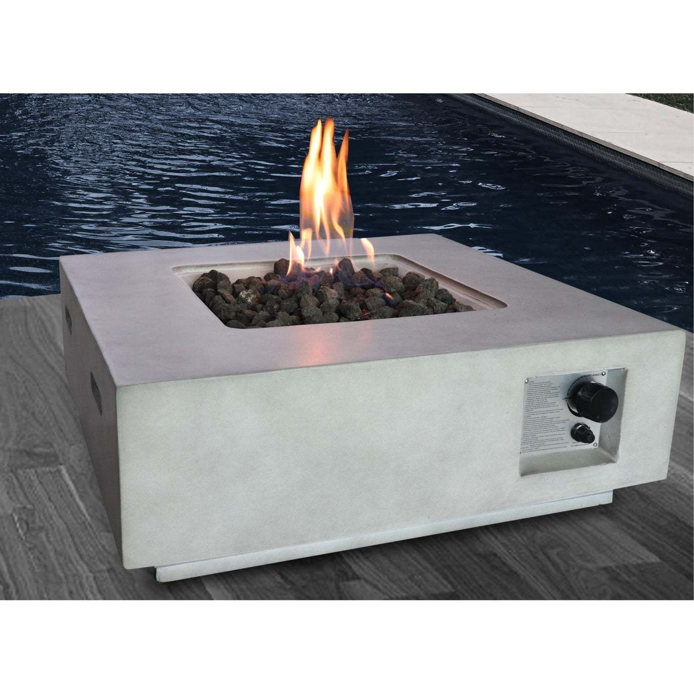 Living Source International Fiber Reinforced Concrete Propane/Natural Gas Fire Pit table--1