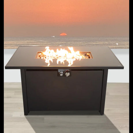 25" H x 42" W Steel Outdoor Fire Pit Table with Lid--1