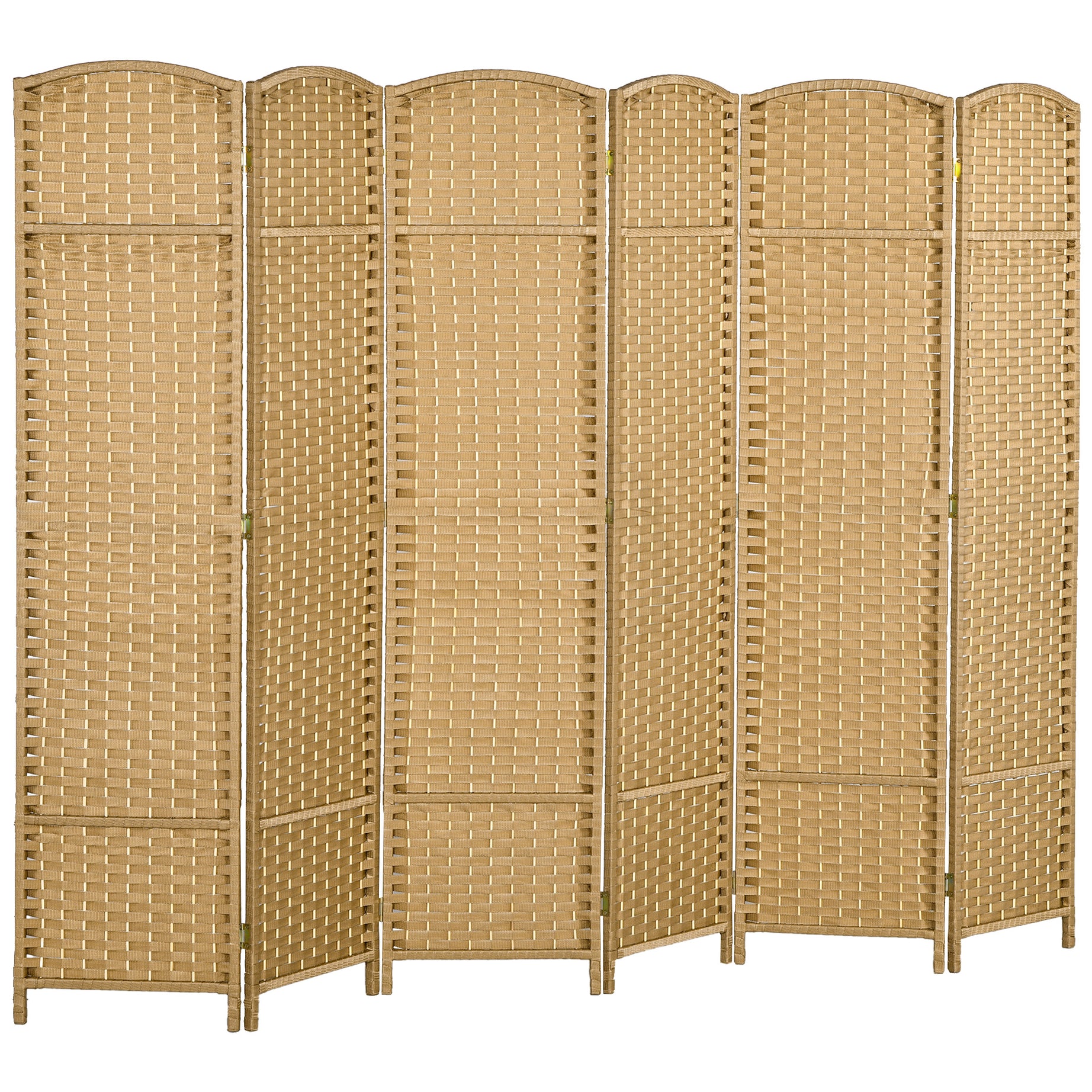 HOMCOM Room Divider, 6 Panel Folding Privacy Screen, 5.6' Tall Freestanding Wall Partition for Home Office, Bedroom, Nature Wood--1