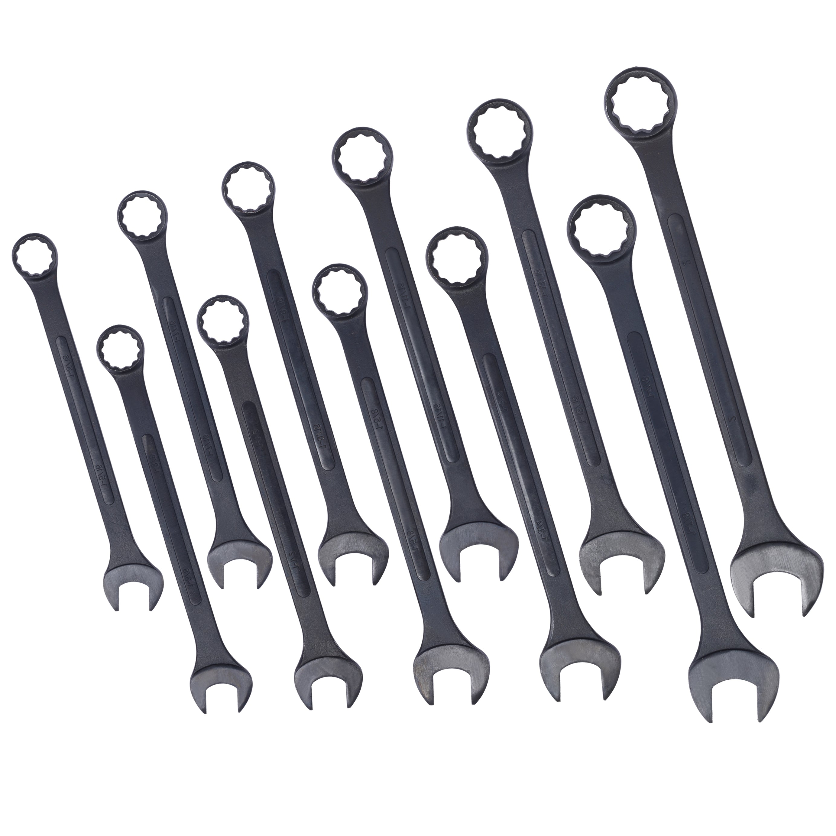 Jumbo Combination Wrench Set extra large, SAE, 11-piece, 1-5/16'' to 2'',Black Oxide, with Pouch--1