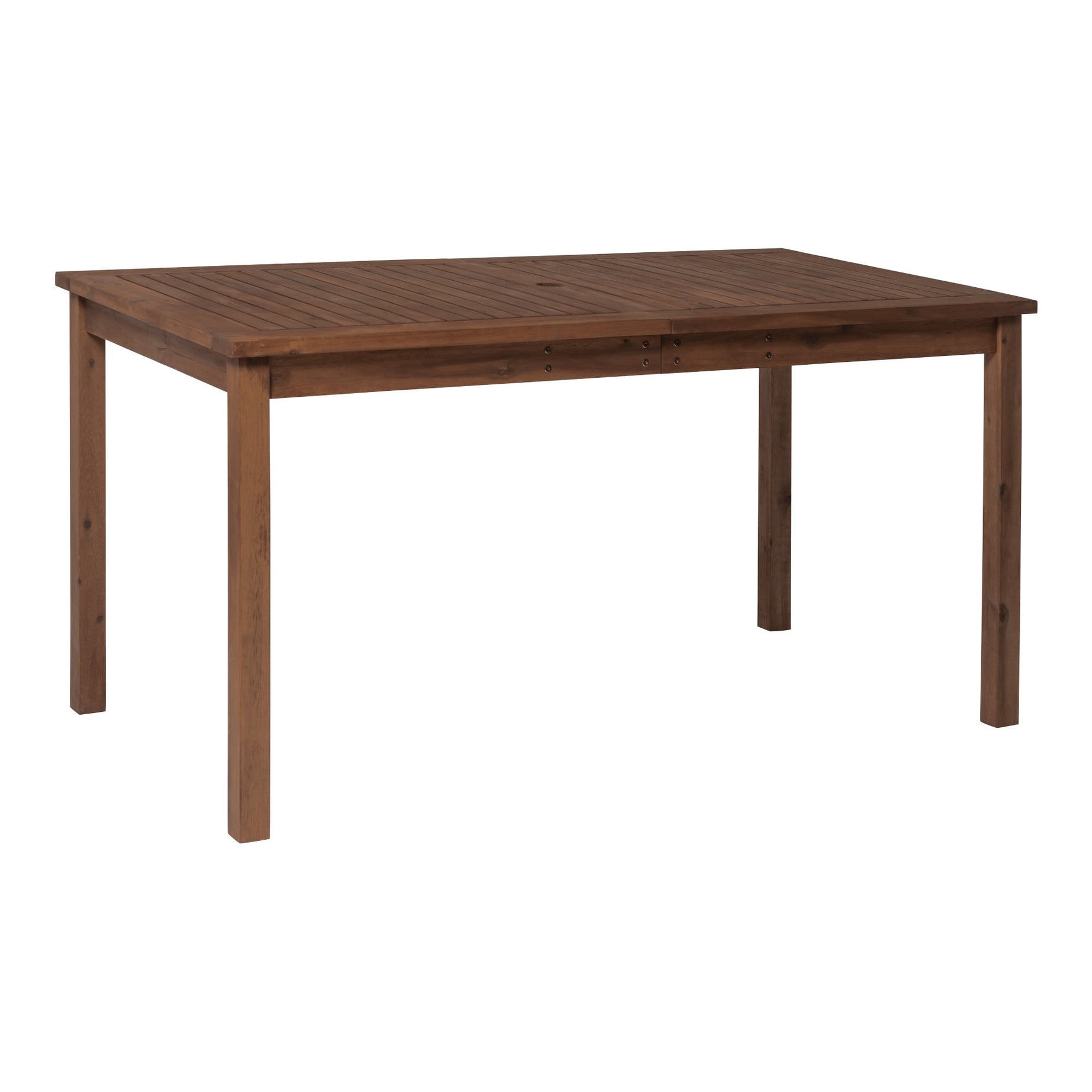 Contemporary Slat-Top Acacia Wood Outdoor Dining Table - Dark Brown--1