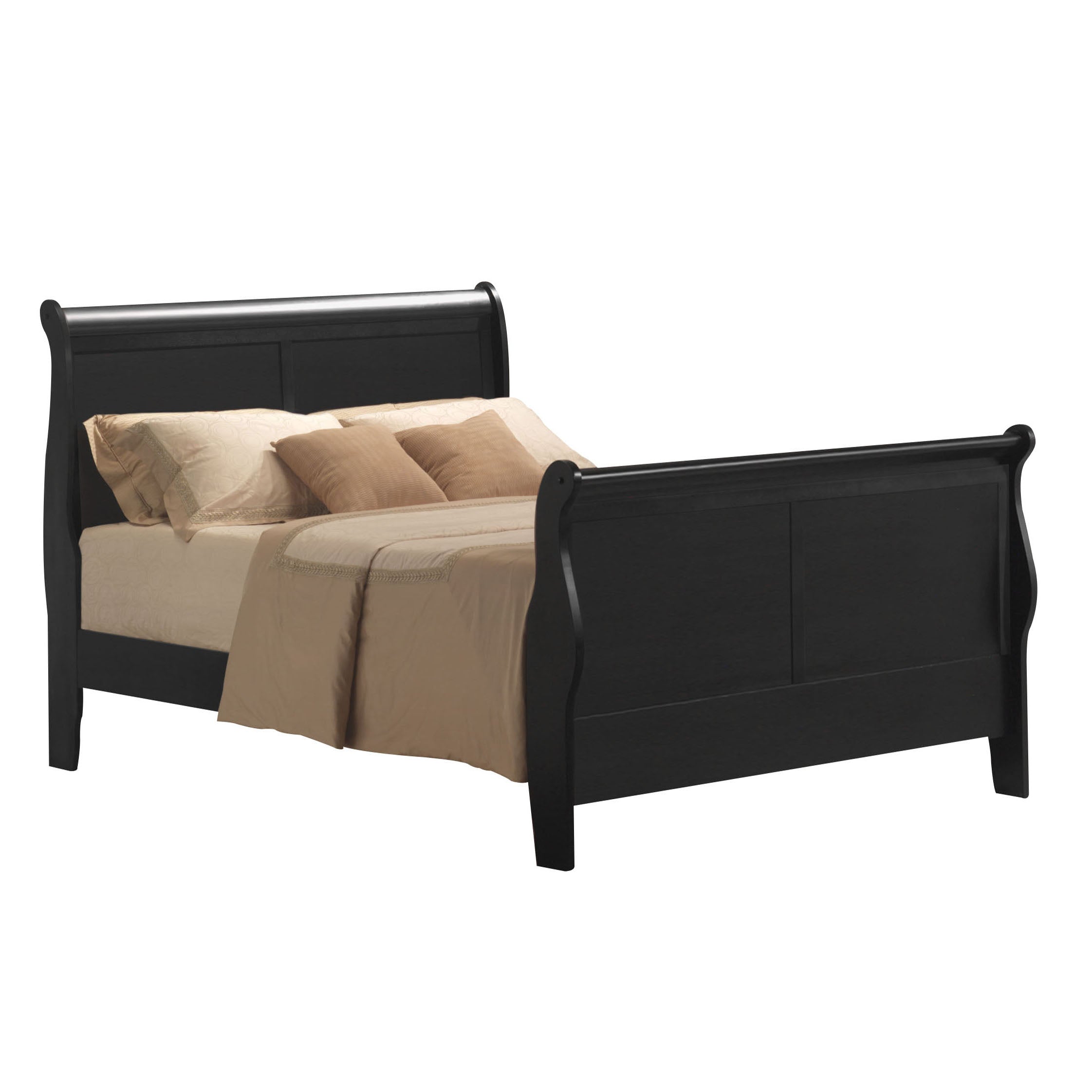 Black Queen Sleigh Bed--1