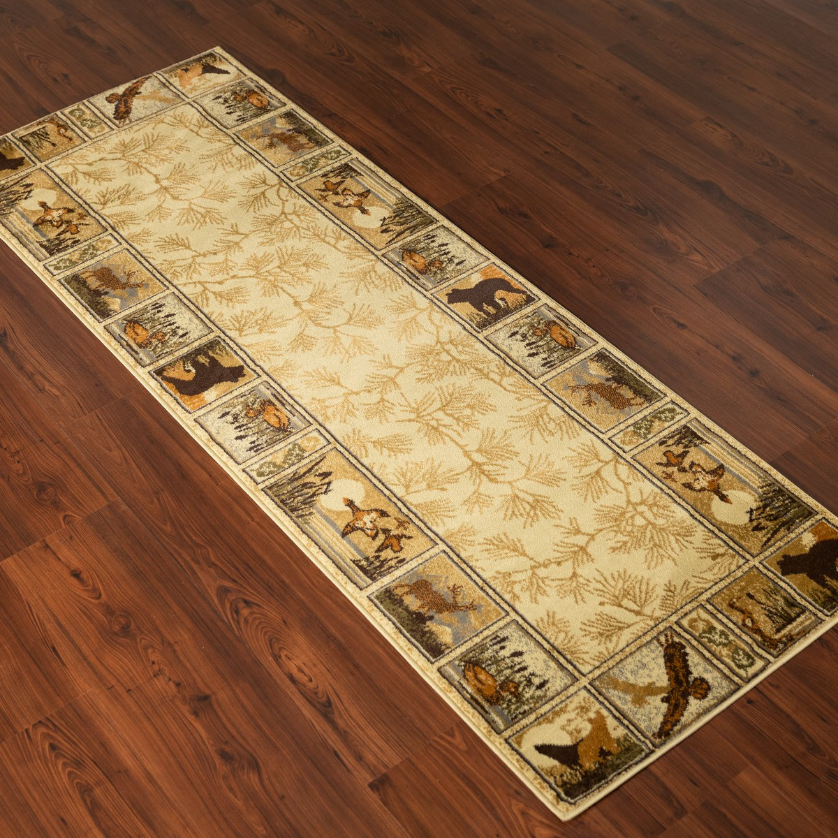 Woodland GC_RST5502 Cream 2 ft. 7 in. x 7 ft. 3 in. Lodge Area Rug--1