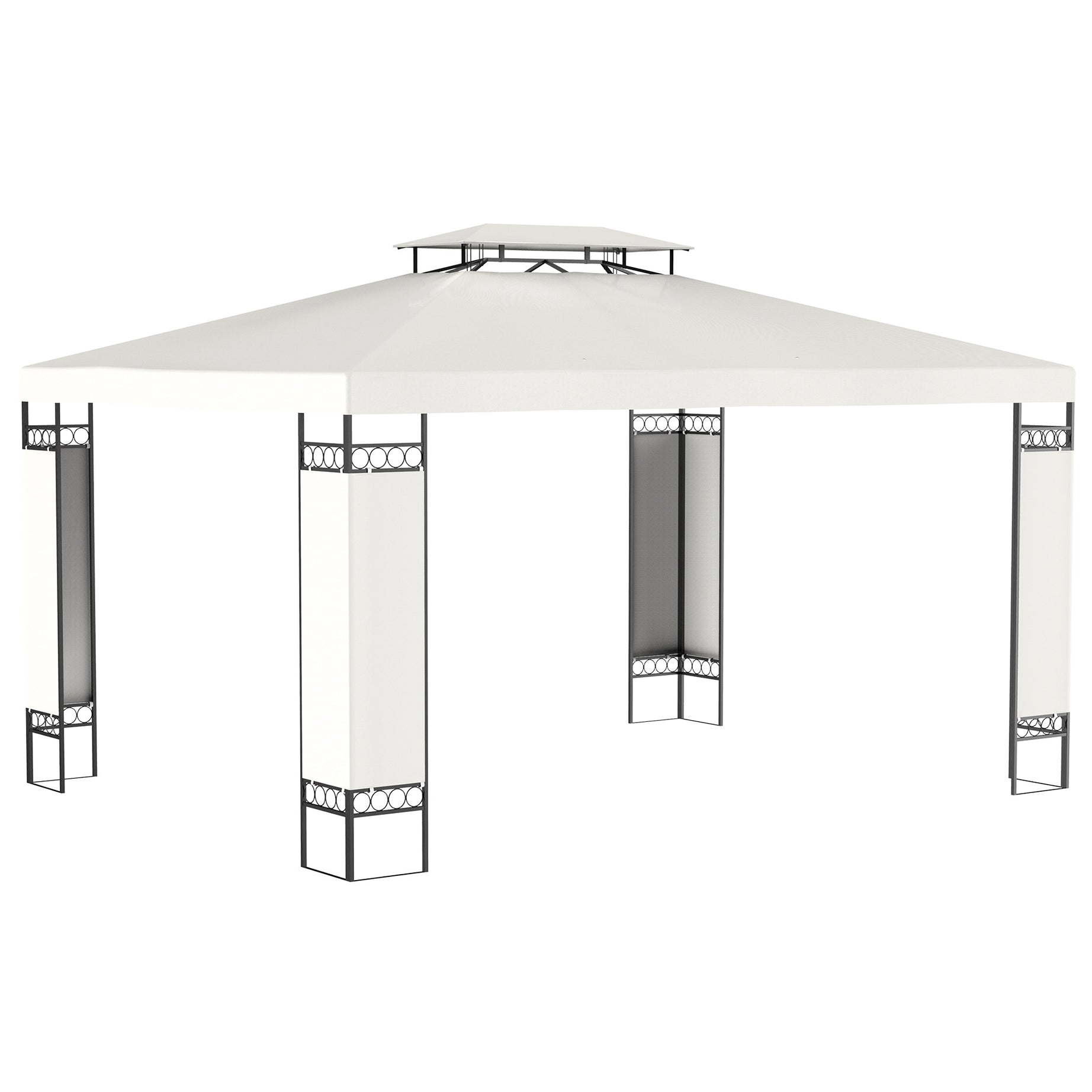 Outsunny 10' x 13' Patio Gazebo, Double Roof Outdoor Gazebo Canopy Shelter with Screen Decorate Corner Frame, for Garden, Lawn, Backyard and Deck, Cream White--1