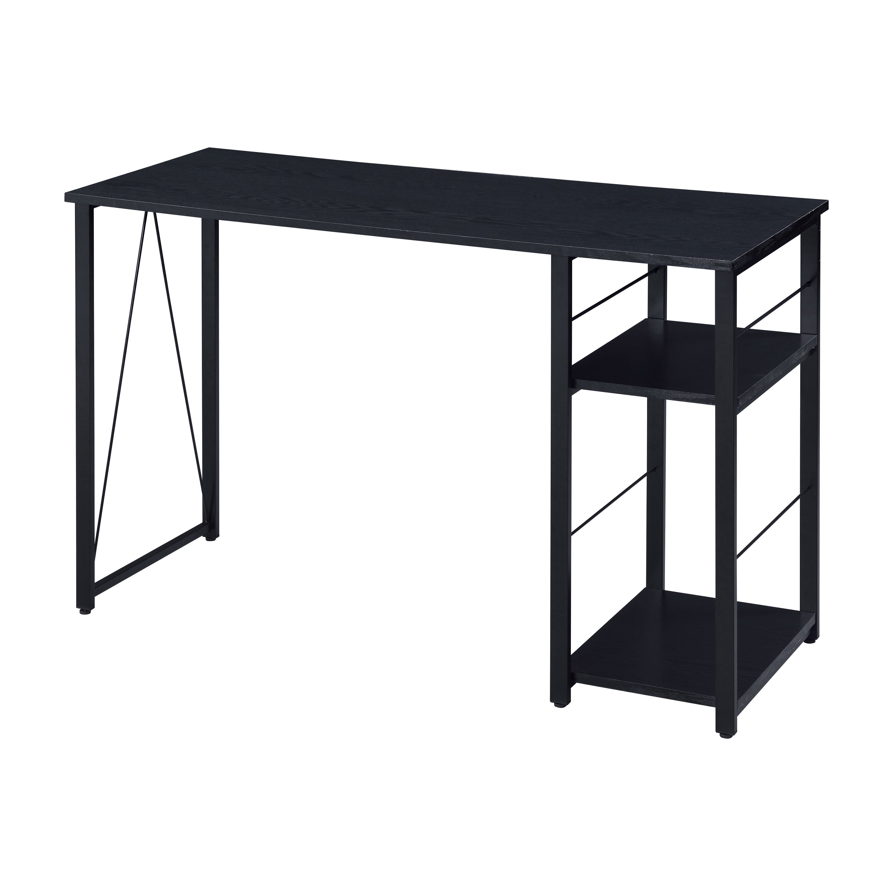 Black 2-Shelf Rectangular Writing Desk--1