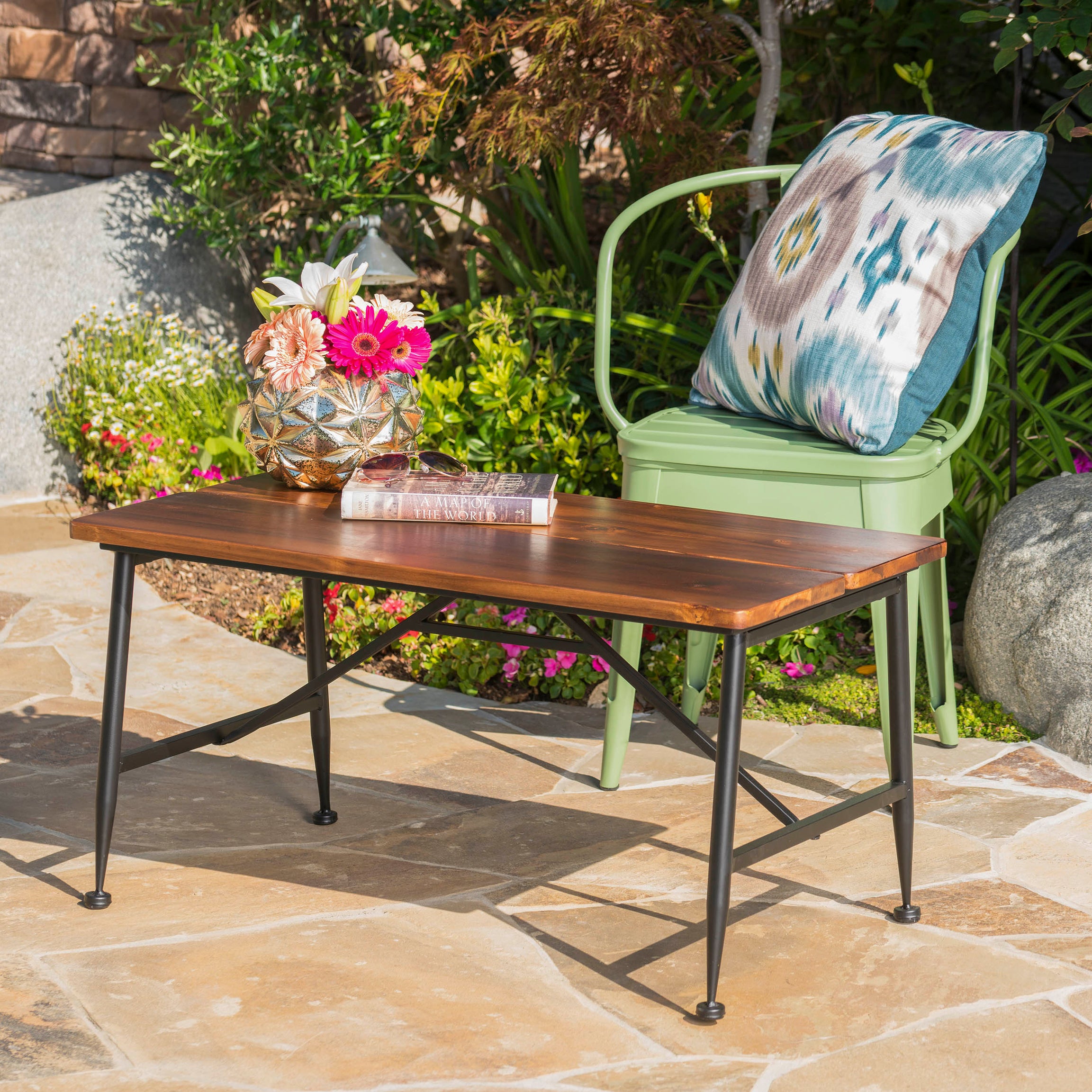 OCALA INDUSTRIAL WOOD + METAL COFFEE TABLE--1