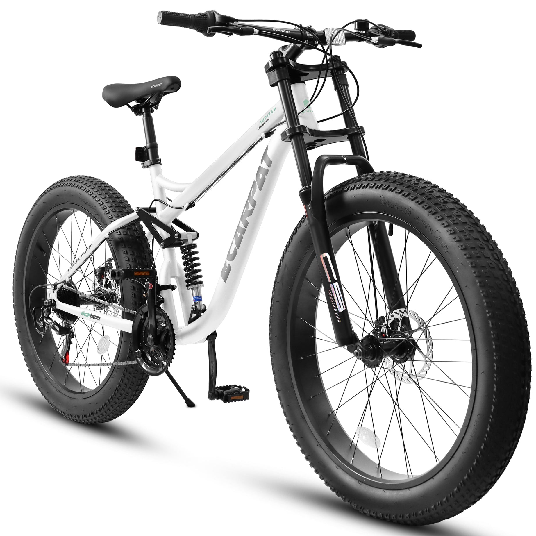 A26309  26 inch Mountain Bike,Full-Suspension 21 Speeds Drivetrain with Disc-Brake MTB Bicycle, 26*4" Fat tire Bike for Men or Women.--1