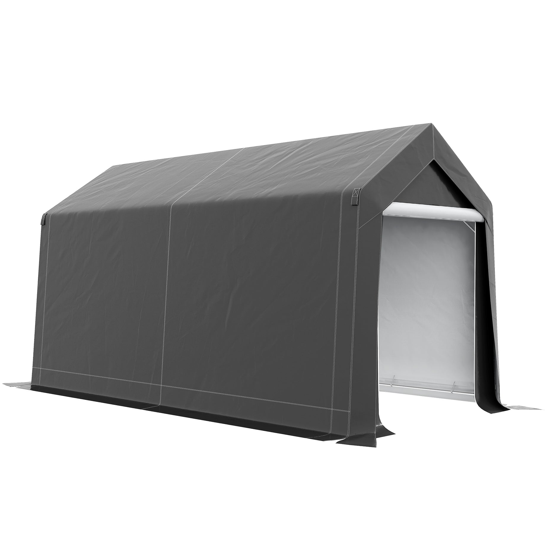 Outsunny 7' x 12' Garden Storage Tent, Heavy Duty Outdoor Shed, Waterproof Portable Shed Storage Shelter with Ventilation Window and Large Door for Bike, Motorcycle, Garden Tools, Gray--1