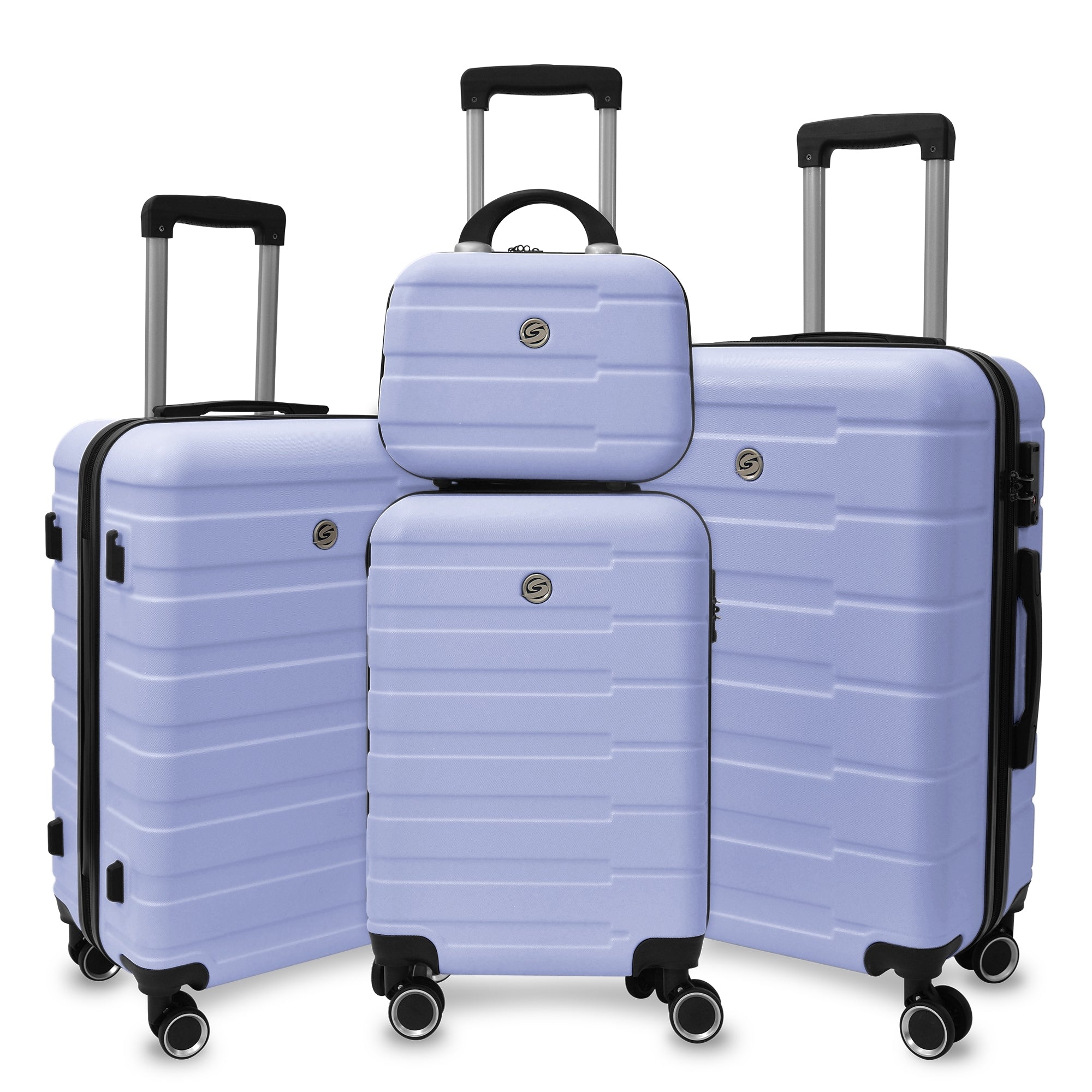 4 Piece Hard Shell Luggage Set,Carry on Suitcase with Spinner Wheels,Family Luggage Set,Lavender Purple(12/20/24/28in)--1