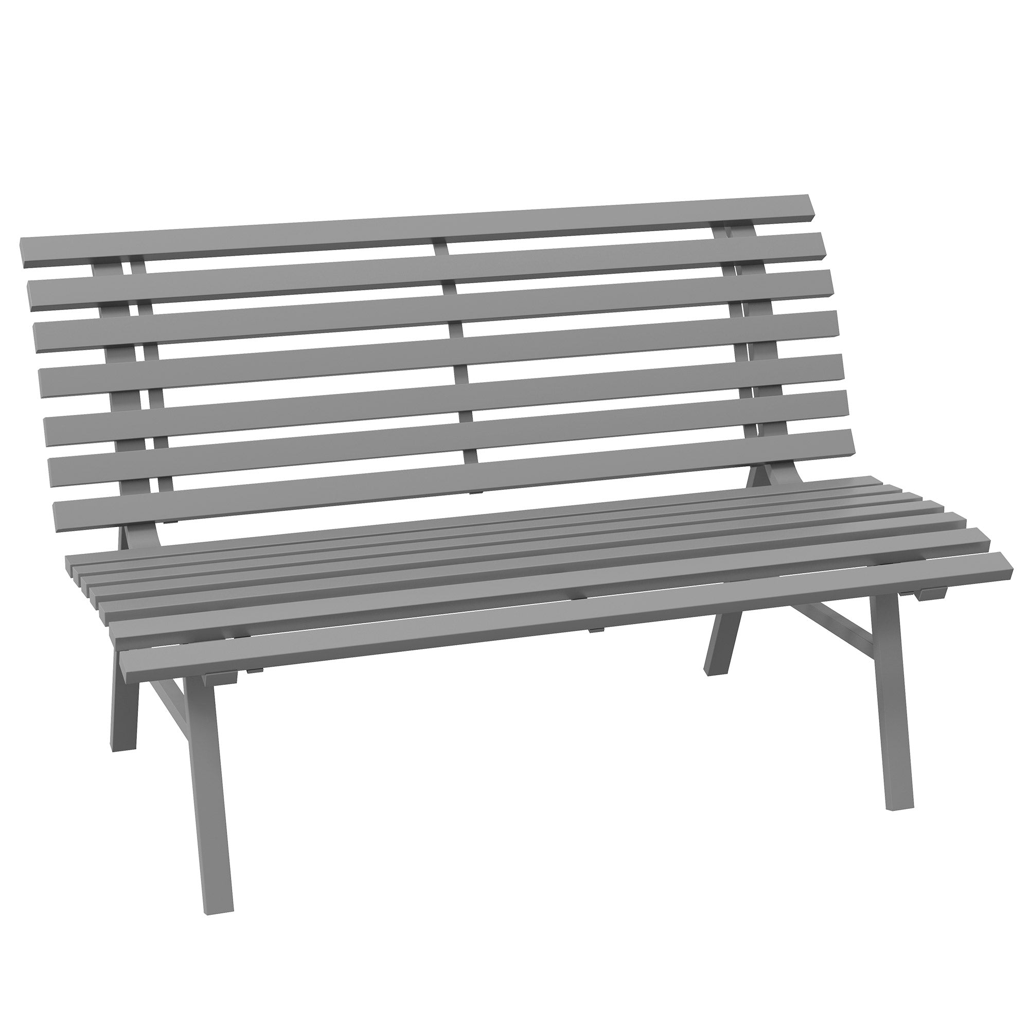 Outsunny 48.5" Garden Bench, Outdoor Patio Bench, Lightweight Aluminum Park Bench with Slatted Seat for Lawn, Park, Deck, Gray--1