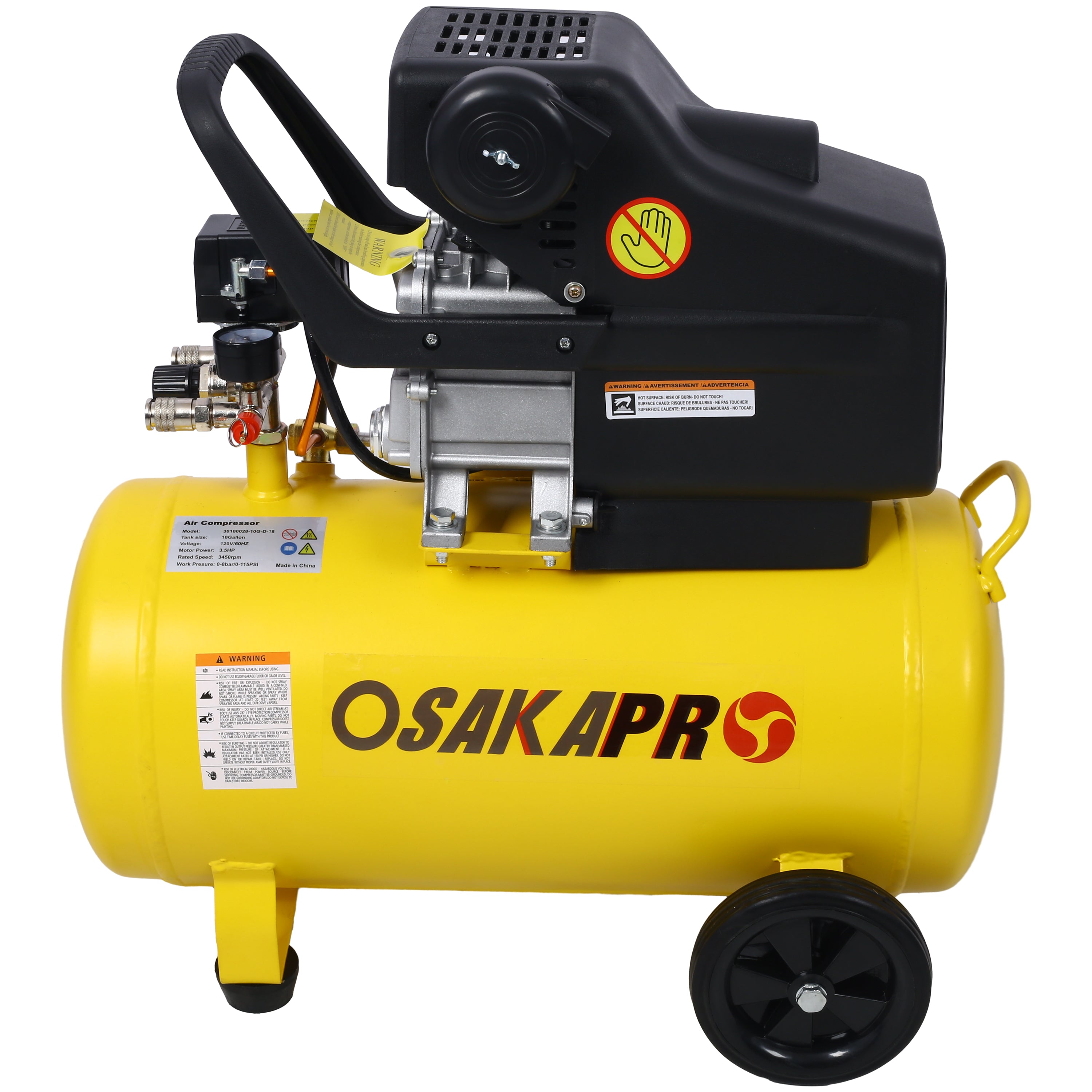 4.5HP Portable 13 Gallons Air Compressor Tank Ultra Quiet Horizontal Tank Adjustable Pressure with Built-in Wheel--1