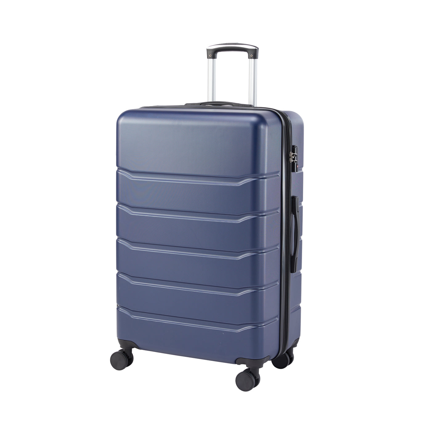 Hard sided expand suitcase with rotating wheels, TSA lock, retractable handle, blue, 28"--1