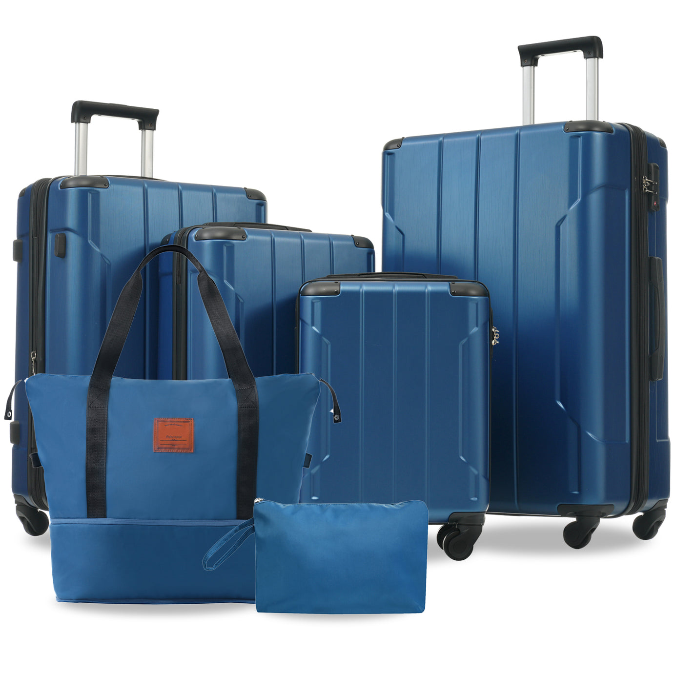 Hardshell Luggage Sets 6 Piece Suitcase Set, Expandable Lightweight Suitcases with Wheels, TSA Lock for Men Women, Blue--1