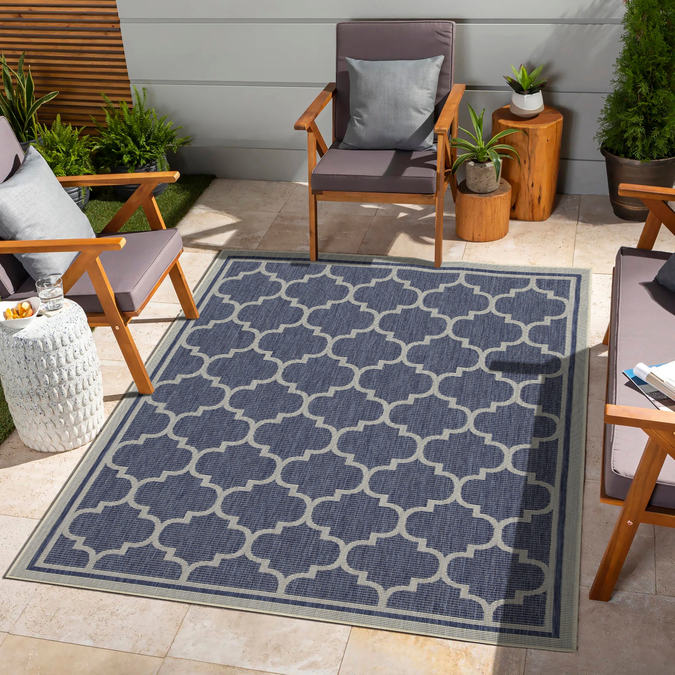 Sunshine GC_HAR2004 Blue 7 ft. 10 in. x 10 ft. 3 in. Indoor/Outdoor Area Rug--1