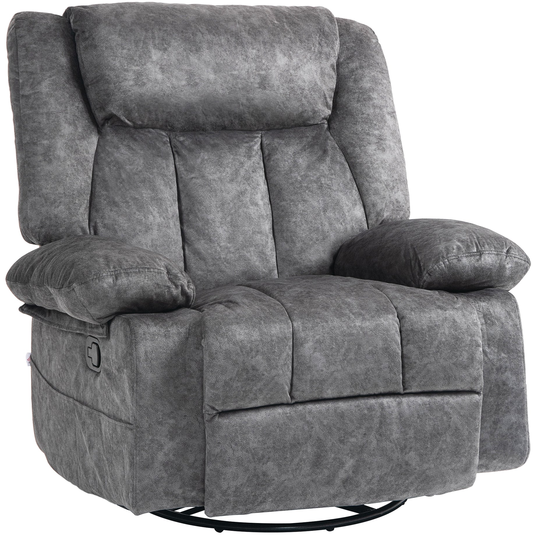 HOMCOM Swivel Rocker Recliner Chair for Living Room, Fabric Reclining Chair for Nursery, Rocking Chair with Footrest, Side Pockets, Charcoal Gray--1