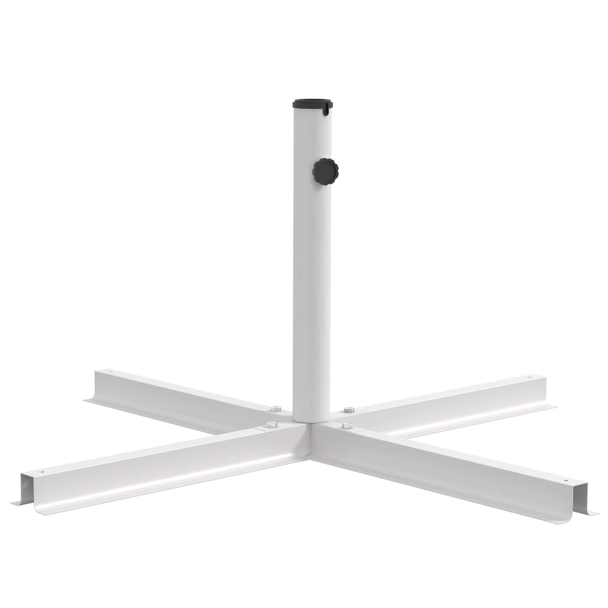 Outsunny Outdoor Universal Cross Brace Stand for Small Offset Umbrella or Large Market Umbrella, Cross Umbrella Base for Patio Umbrella, White--1