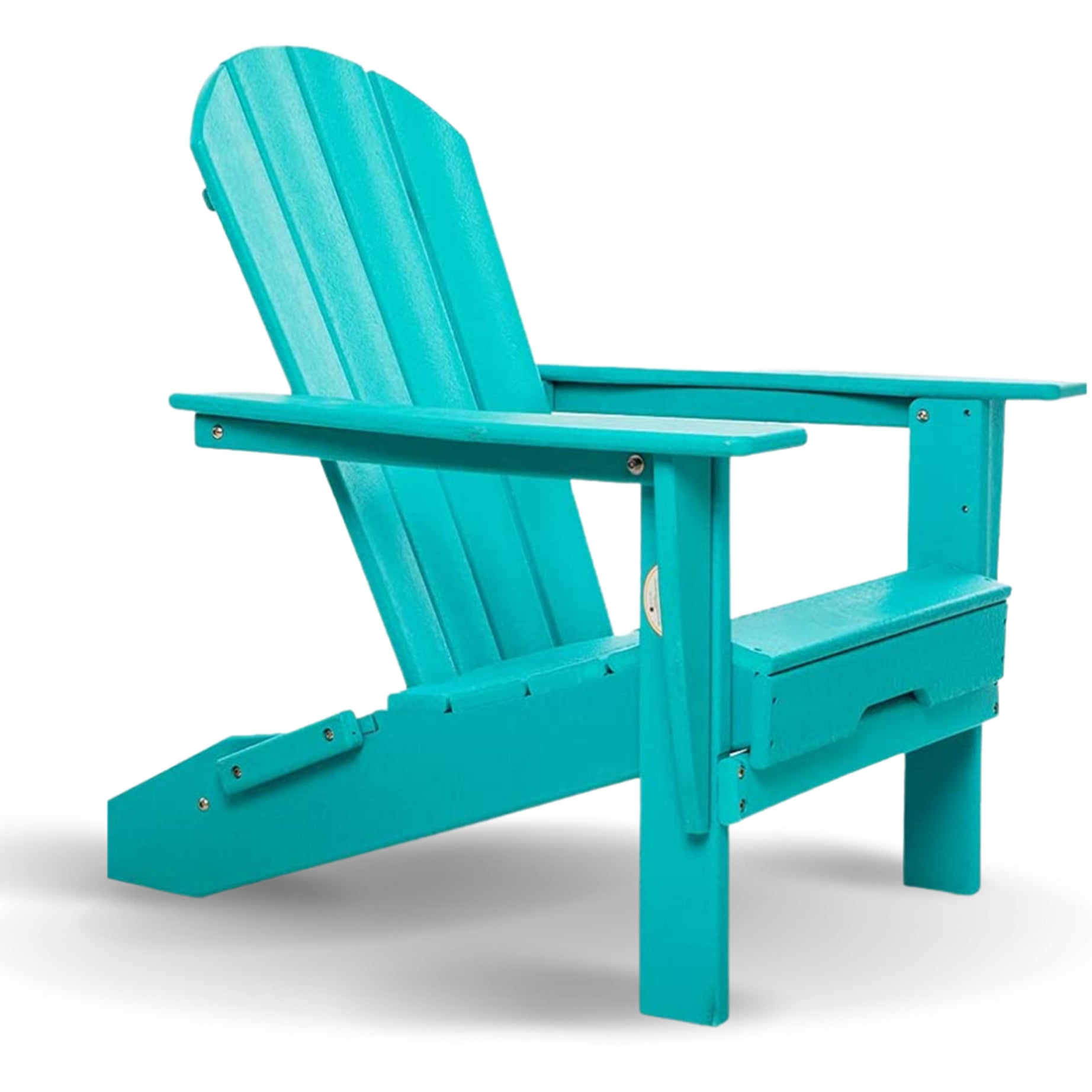 HDPE Folding Adirondack Chair, Ultra Durable Weather Resistant Design, Easy Folding Design, 300 lb Capacity, Aqua Blue--1