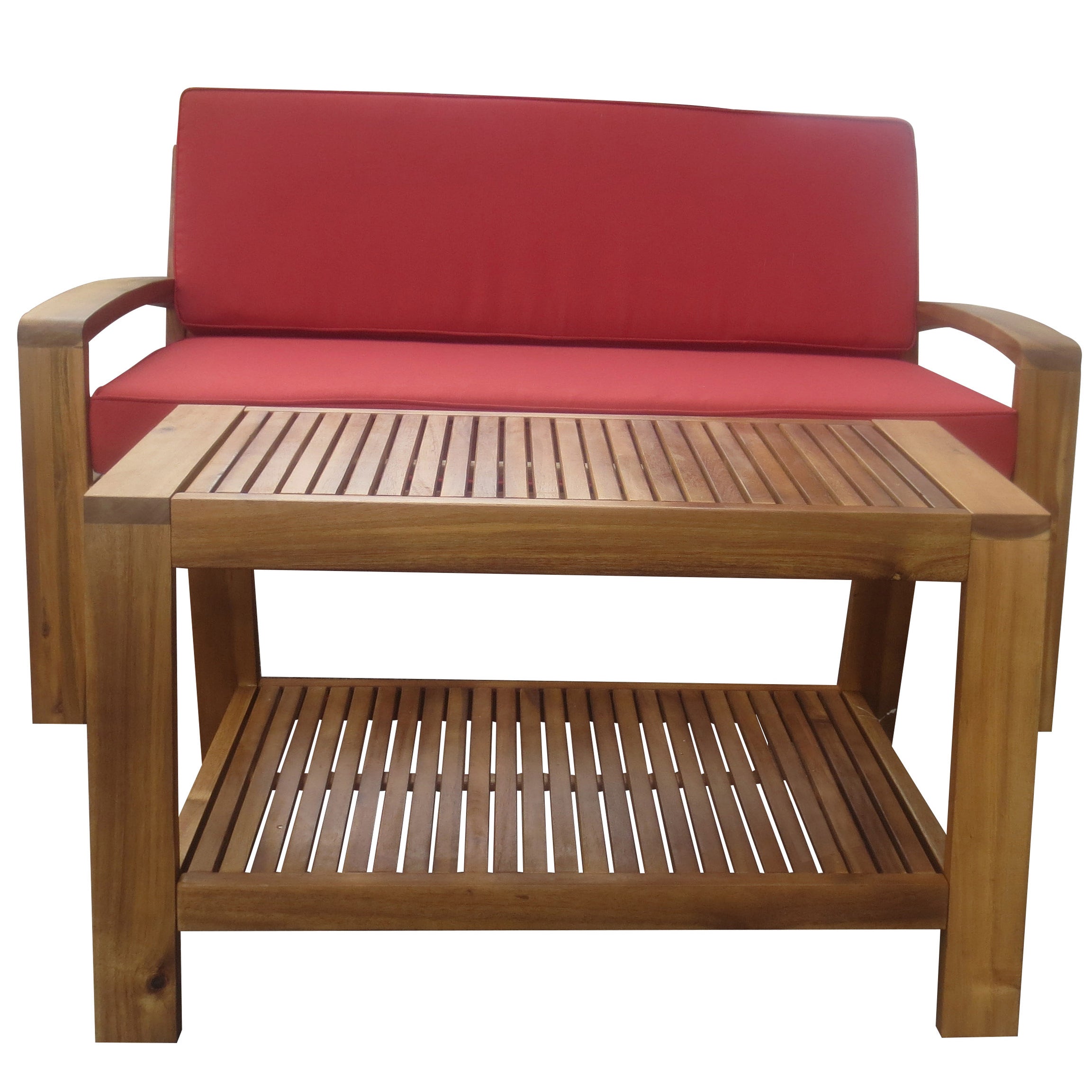 GRENADA LOVE SEAT + COFFEE TABLE + RED CUSHION--1