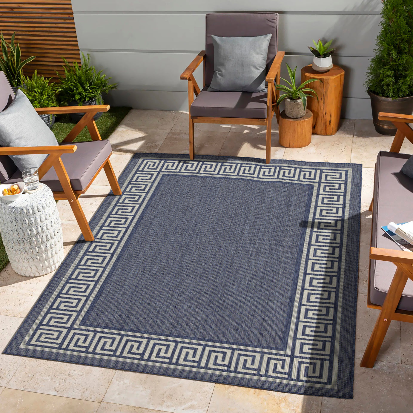 Sunshine GC_HAR2001 Blue 7 ft. 10 in. x 10 ft. 3 in. Indoor/Outdoor Area Rug--1