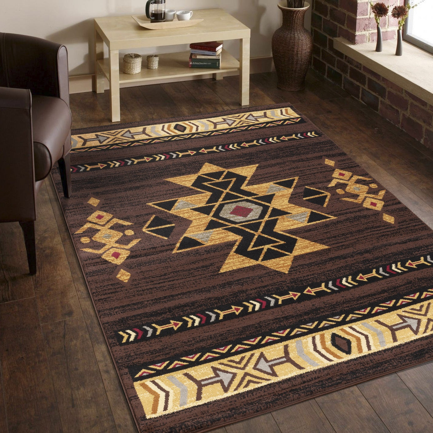 Tribes GC_YLS4005 Brown 5 ft. 3 in. x 7 ft. 3 in. Southwest Area Rug--1