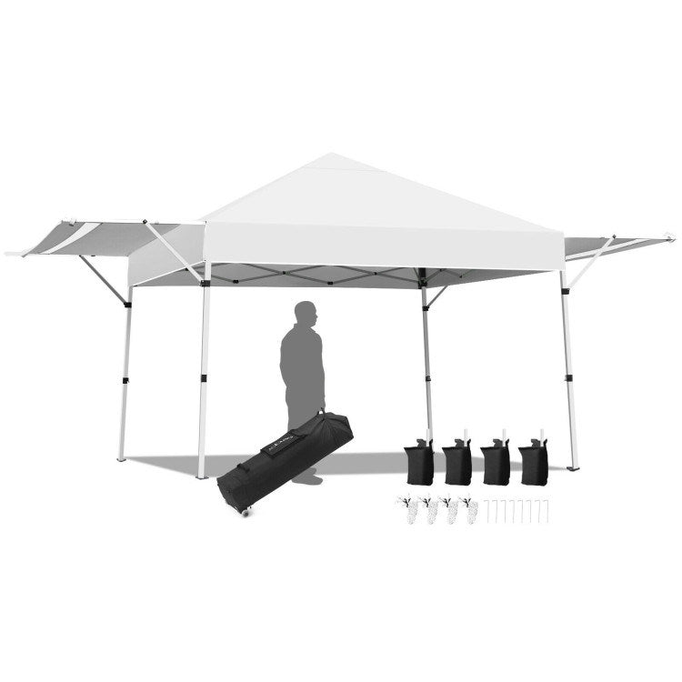 17 x 10 Feet Foldable Pop Up Canopy with Adjustable Dual Awnings--1