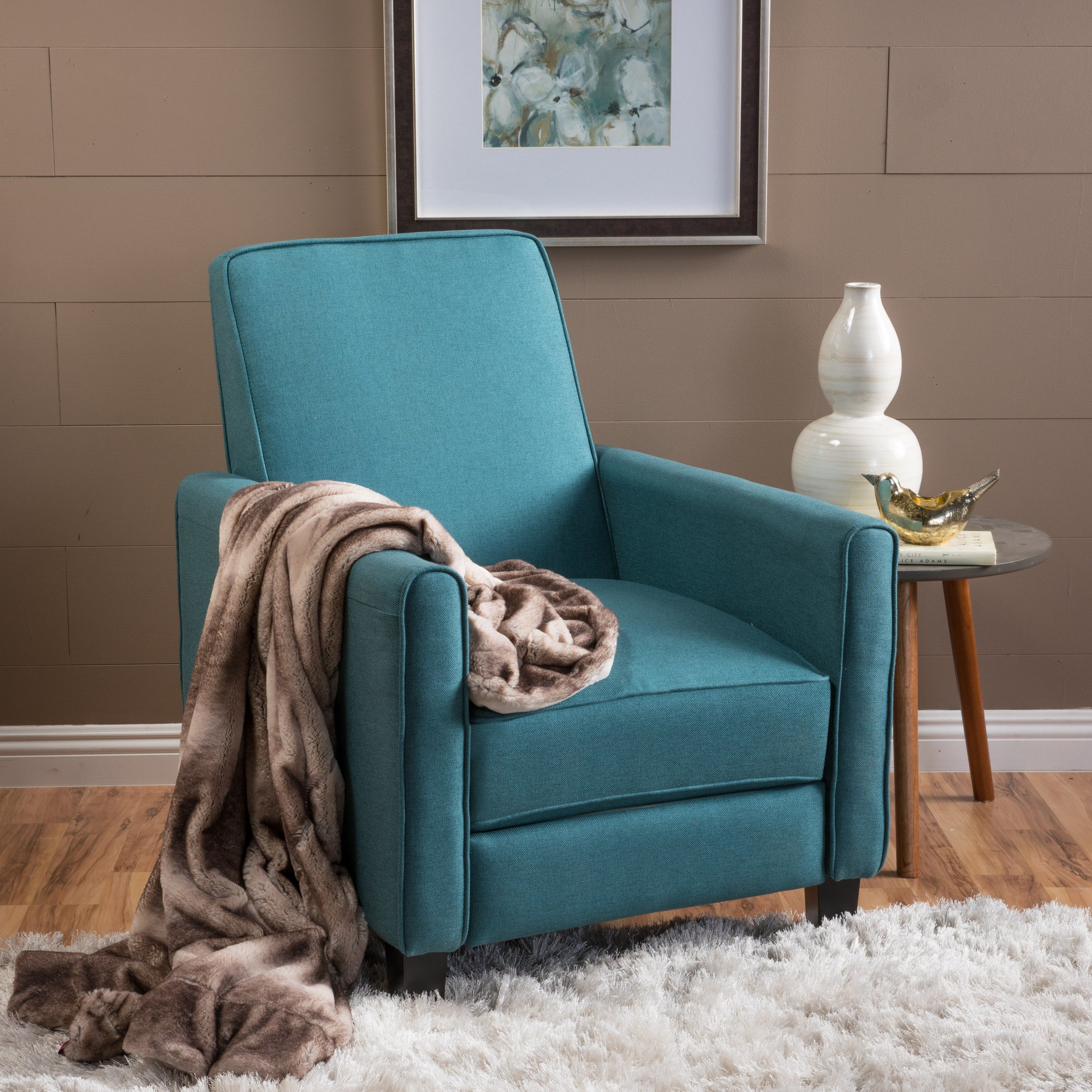 Teal Linen Push Back Chair for Elegant Home Décor--1