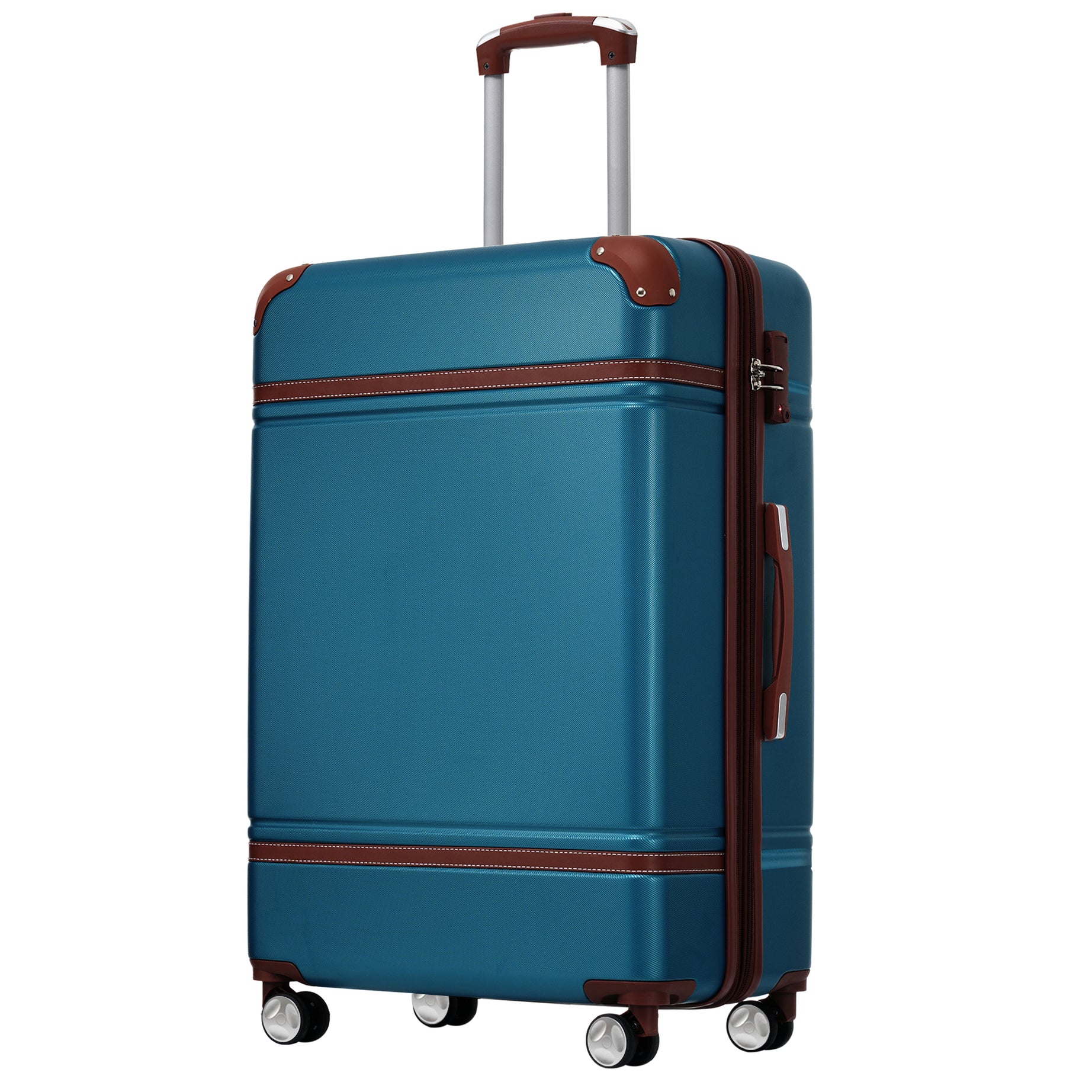 Hardshell Luggage with TSA lock , 24" Expandable Lightweight Suitcase with Spinner Wheels, Single Vintage Luggage,Blue--1