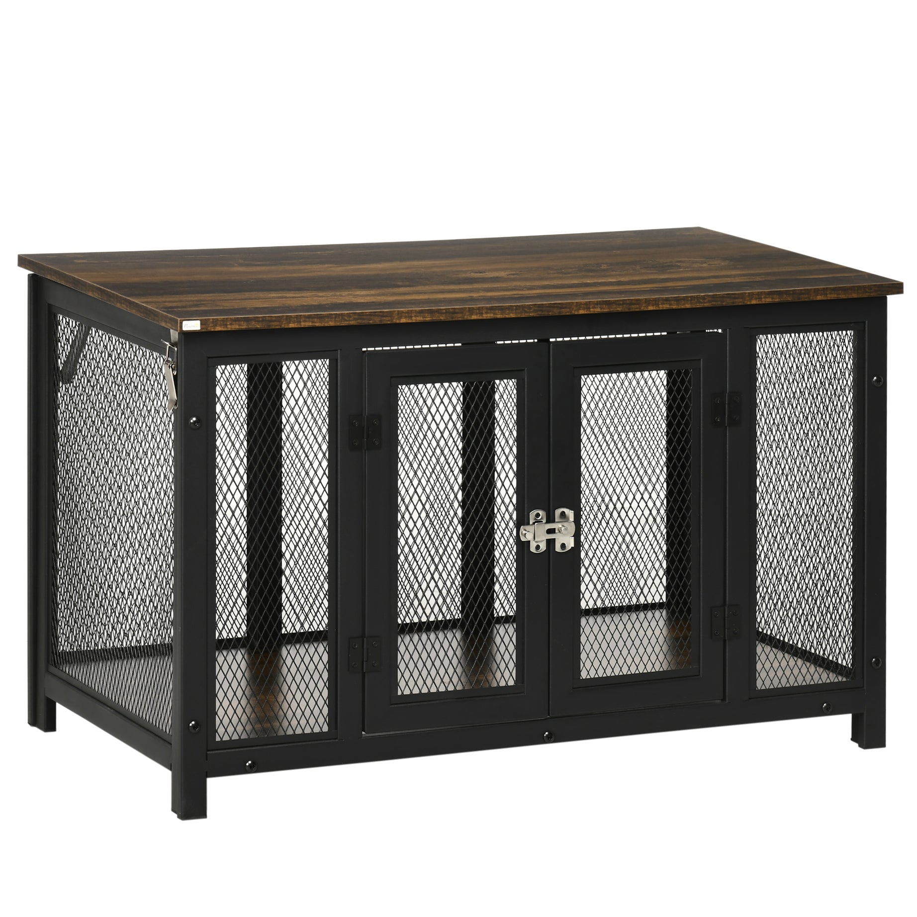 PawHut Furniture Style Dog Crate with Openable Top, Big Dog Crate End Table, Puppy Crate for Small Dogs Indoor, Spacious Interior, Pet Kennel, Brown, Black--1