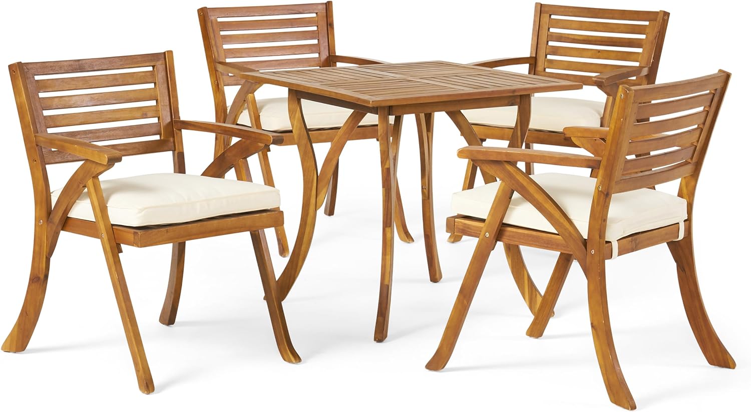 HERMOSA 5 PIECE WOOD DINING SET WITH CUSHIONS--1